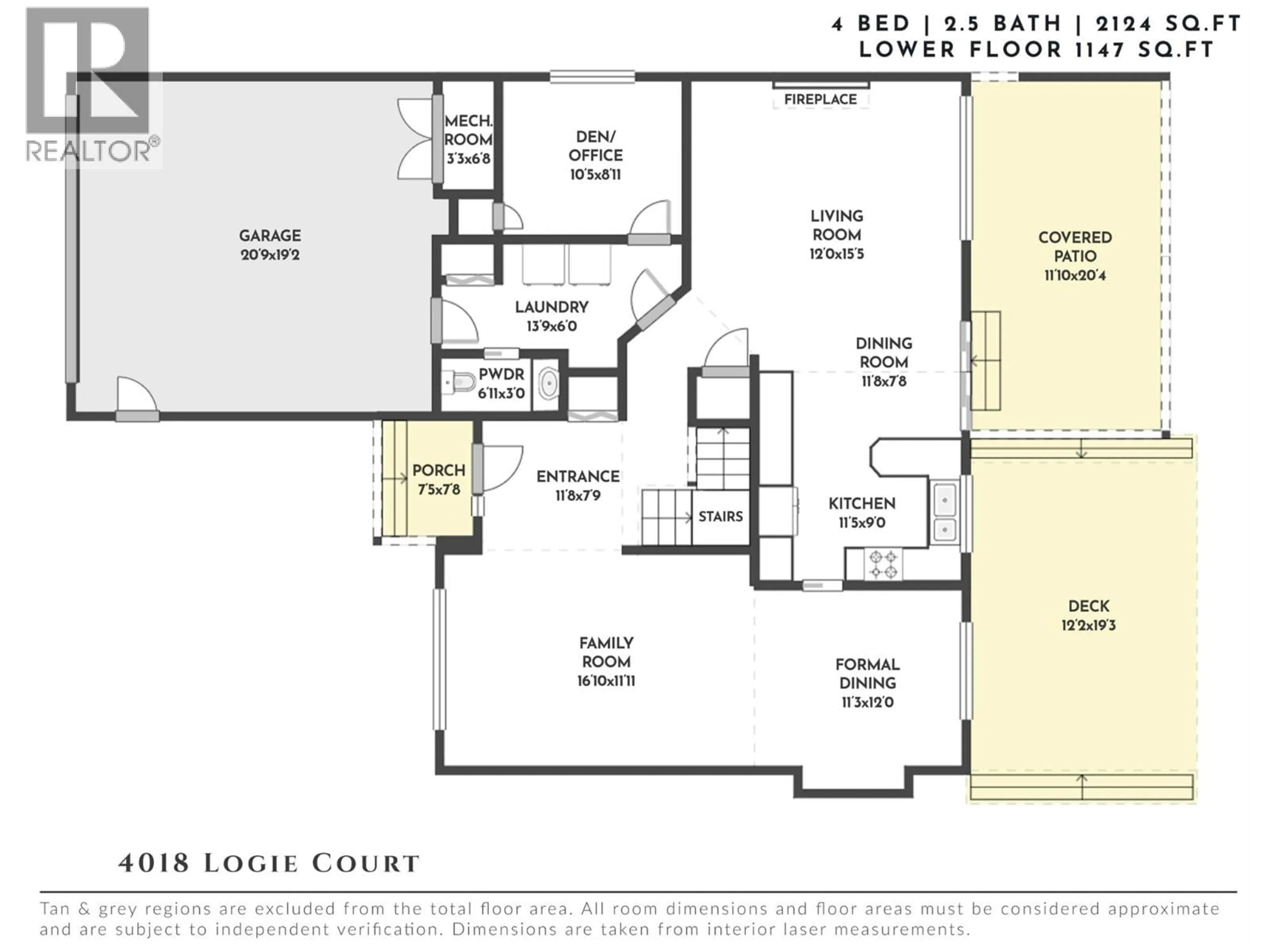 Floor plan for 4018 LOGIE COURT, Kelowna British Columbia V1W3Y6