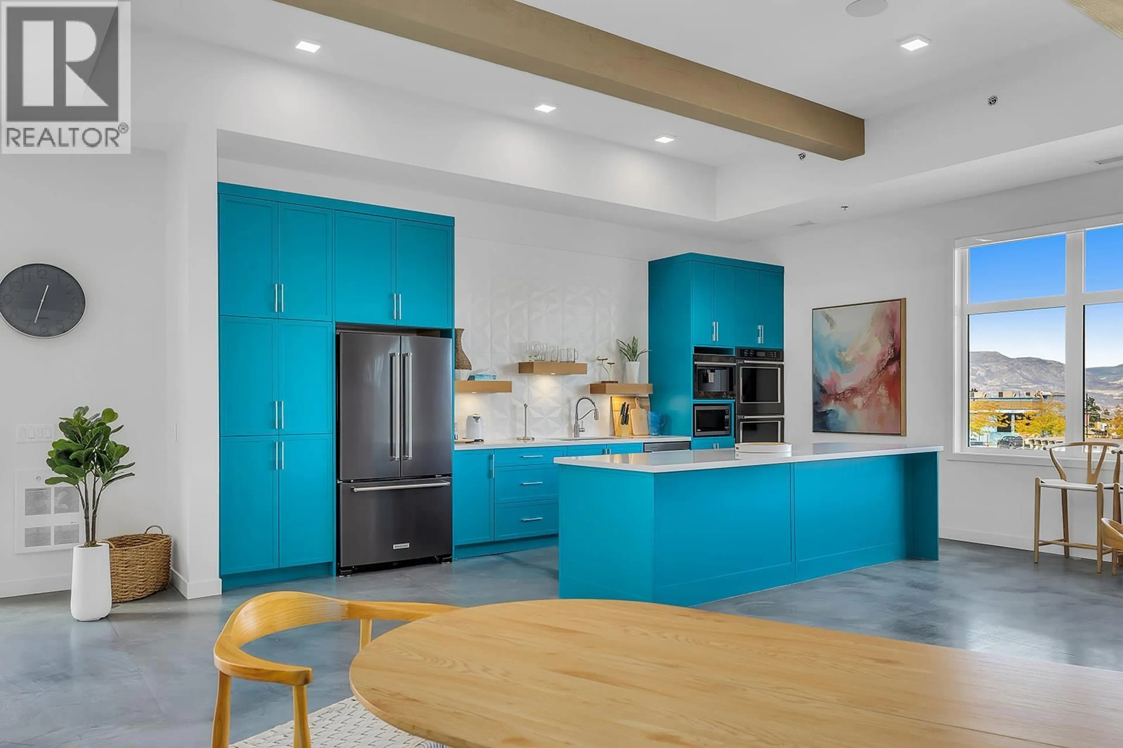 Contemporary kitchen, ceramic/tile floor for 117 - 1057 FROST ROAD, Kelowna British Columbia V1W0G8