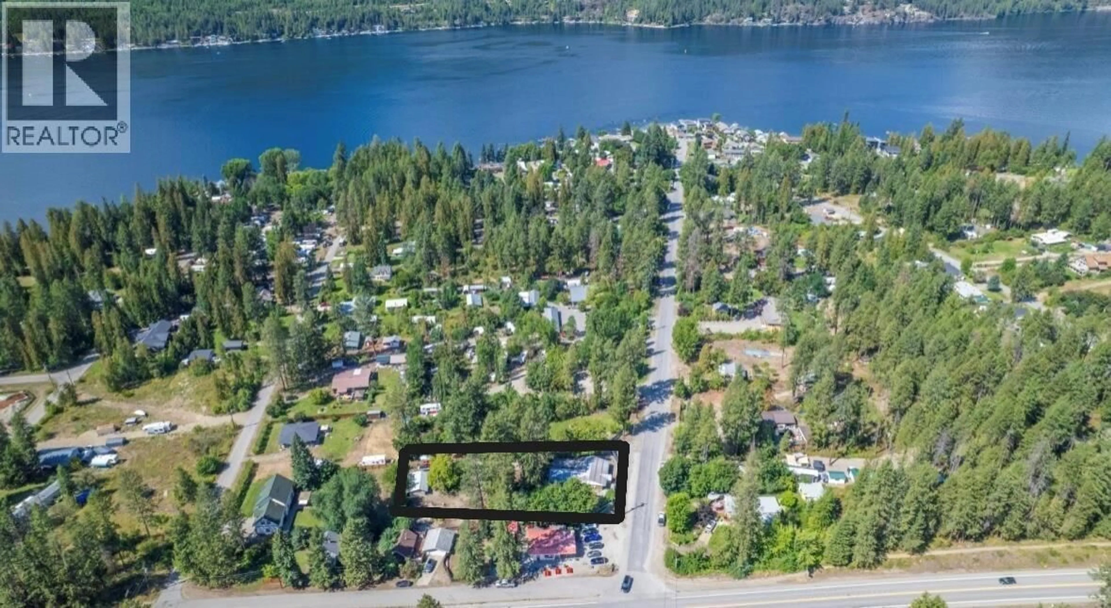 A pic from outside/outdoor area/front of a property/back of a property/a pic from drone, water/lake/river/ocean view for 9&11 KINGSLEY ROAD, Christina Lake British Columbia V0H1E0