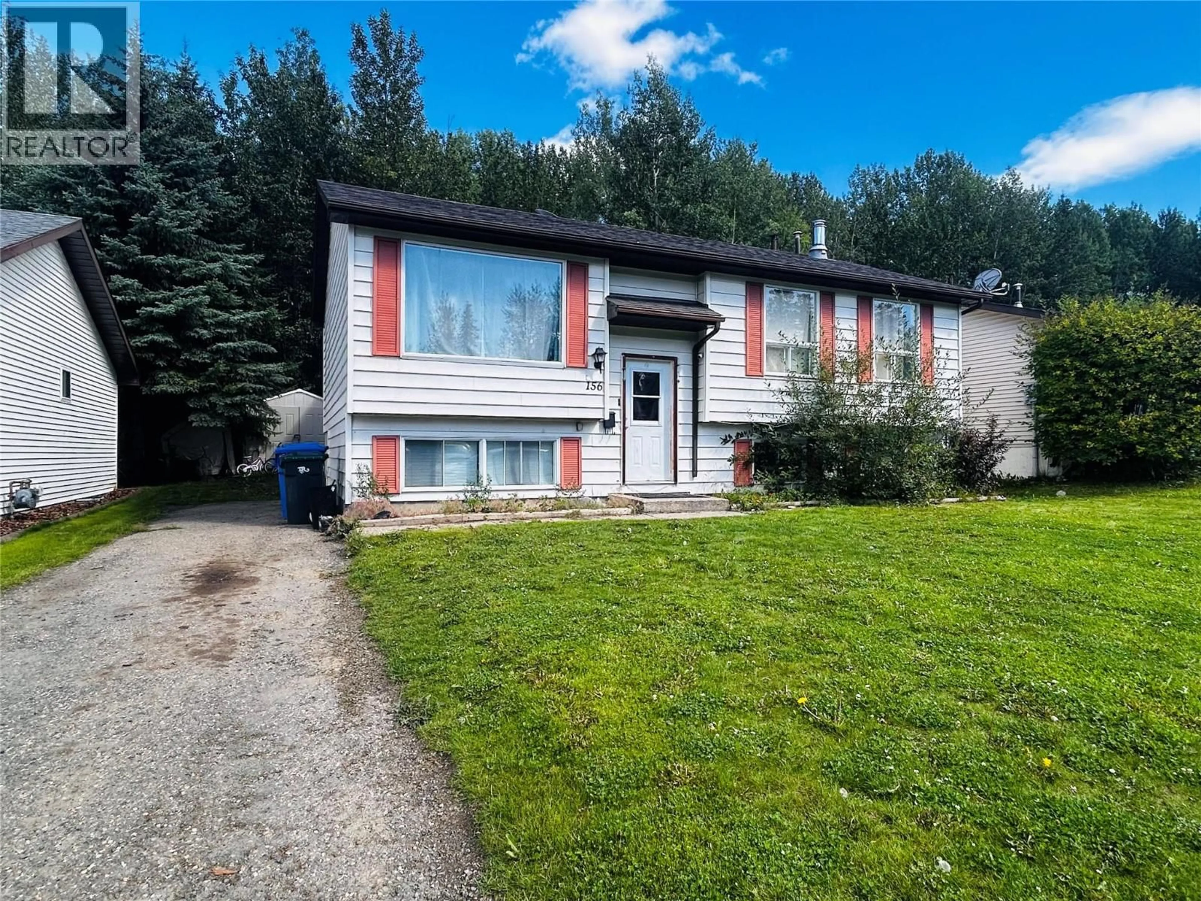 Home with vinyl exterior material, street for 156 GWILLIM CRESCENT, Tumbler Ridge British Columbia V0C2W0