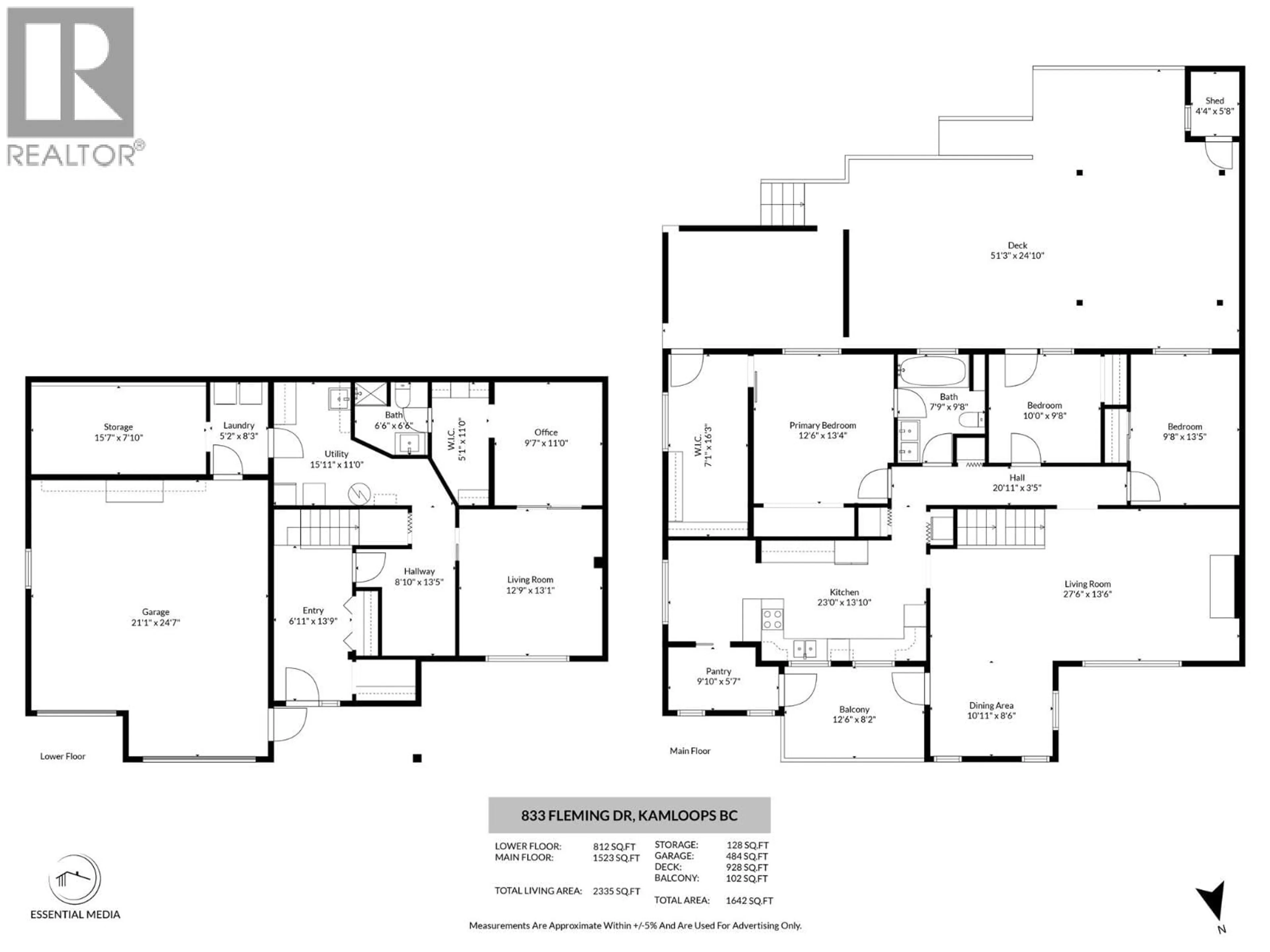 Floor plan for 833 FLEMING DRIVE, Kamloops British Columbia V1S1B6