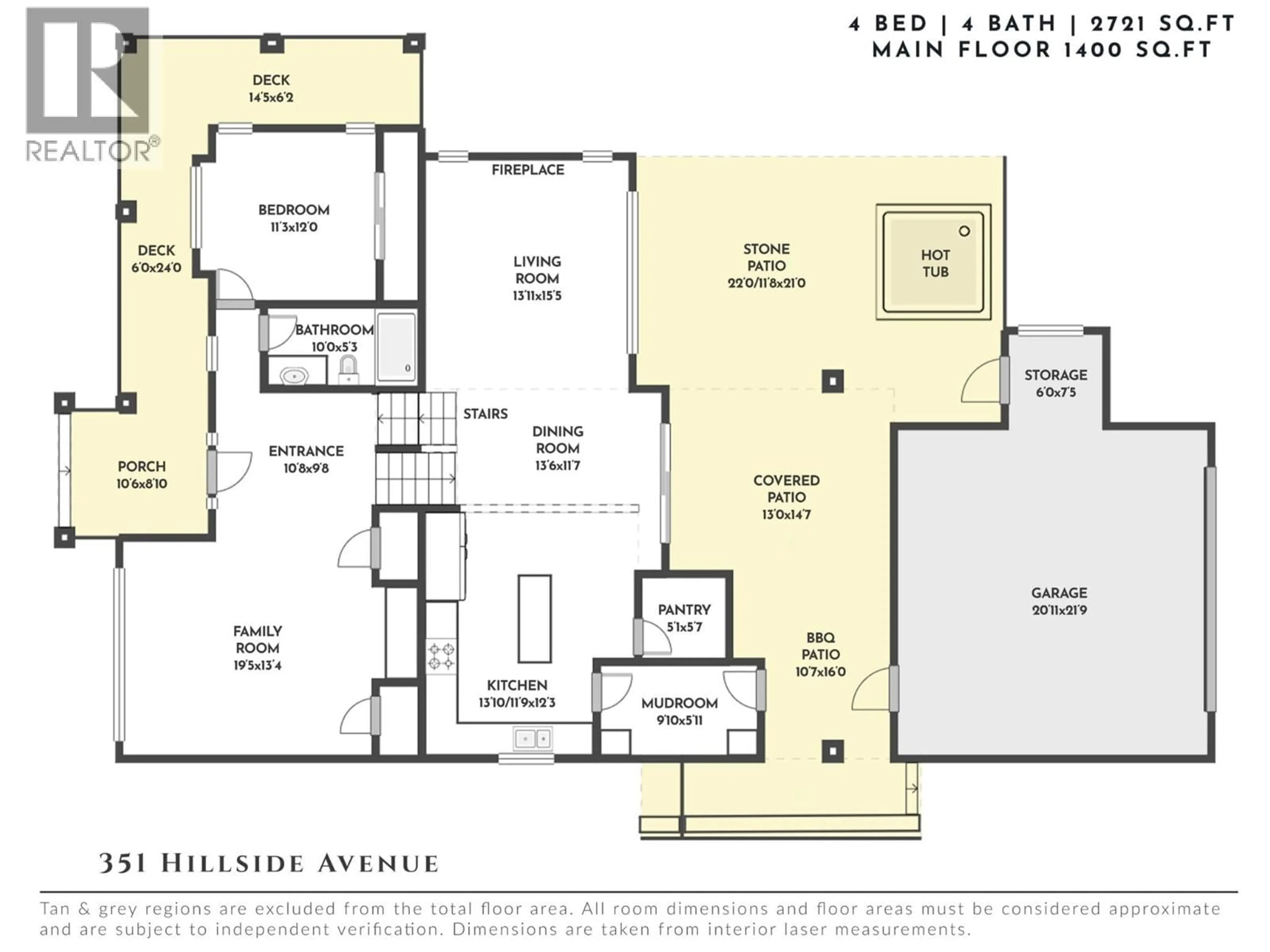 Floor plan for 351 HILLSIDE AVENUE, Kelowna British Columbia V1W5H1