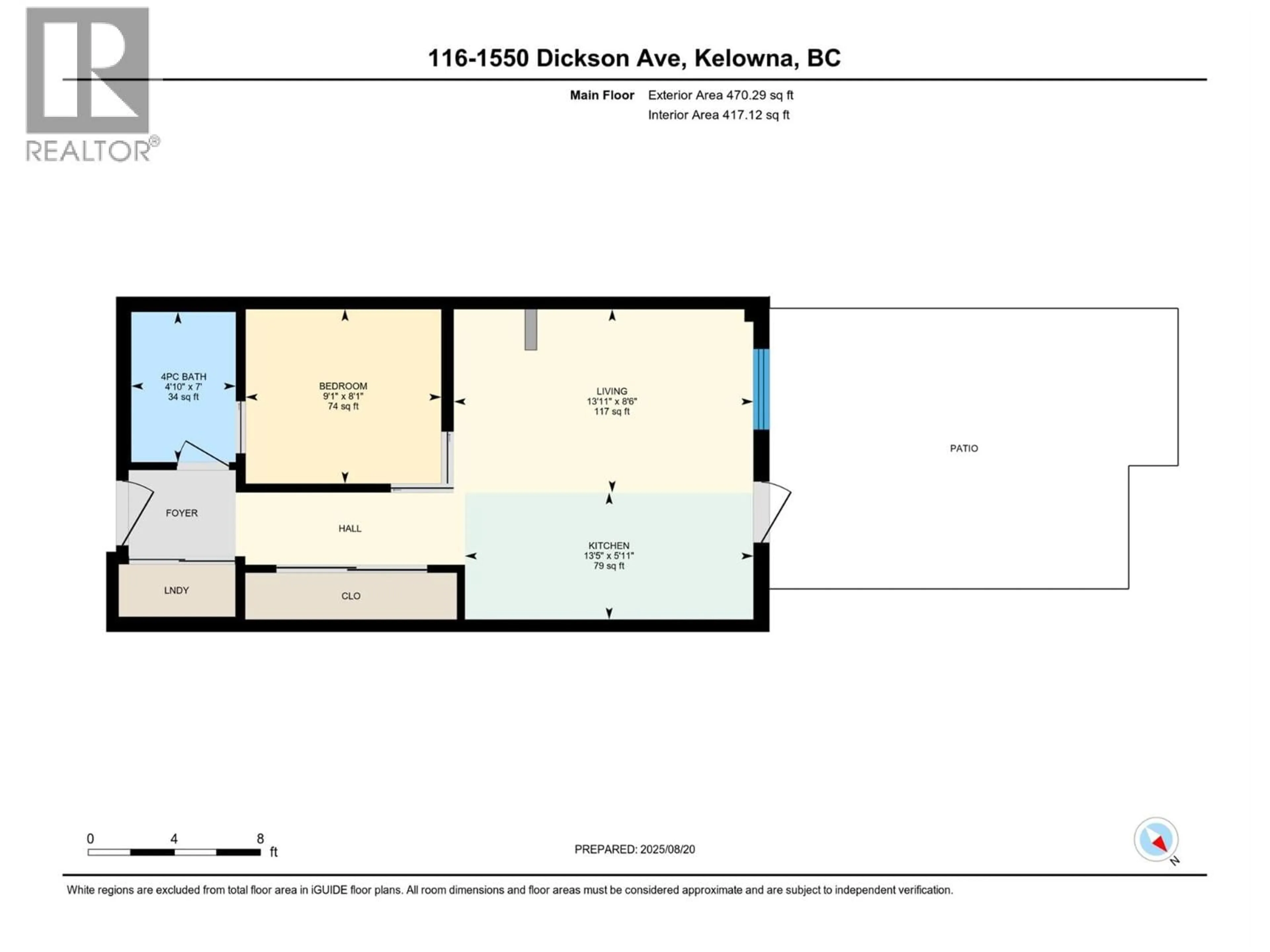 Floor plan for 116 - 1550 DICKSON AVENUE, Kelowna British Columbia V1Y9Y8