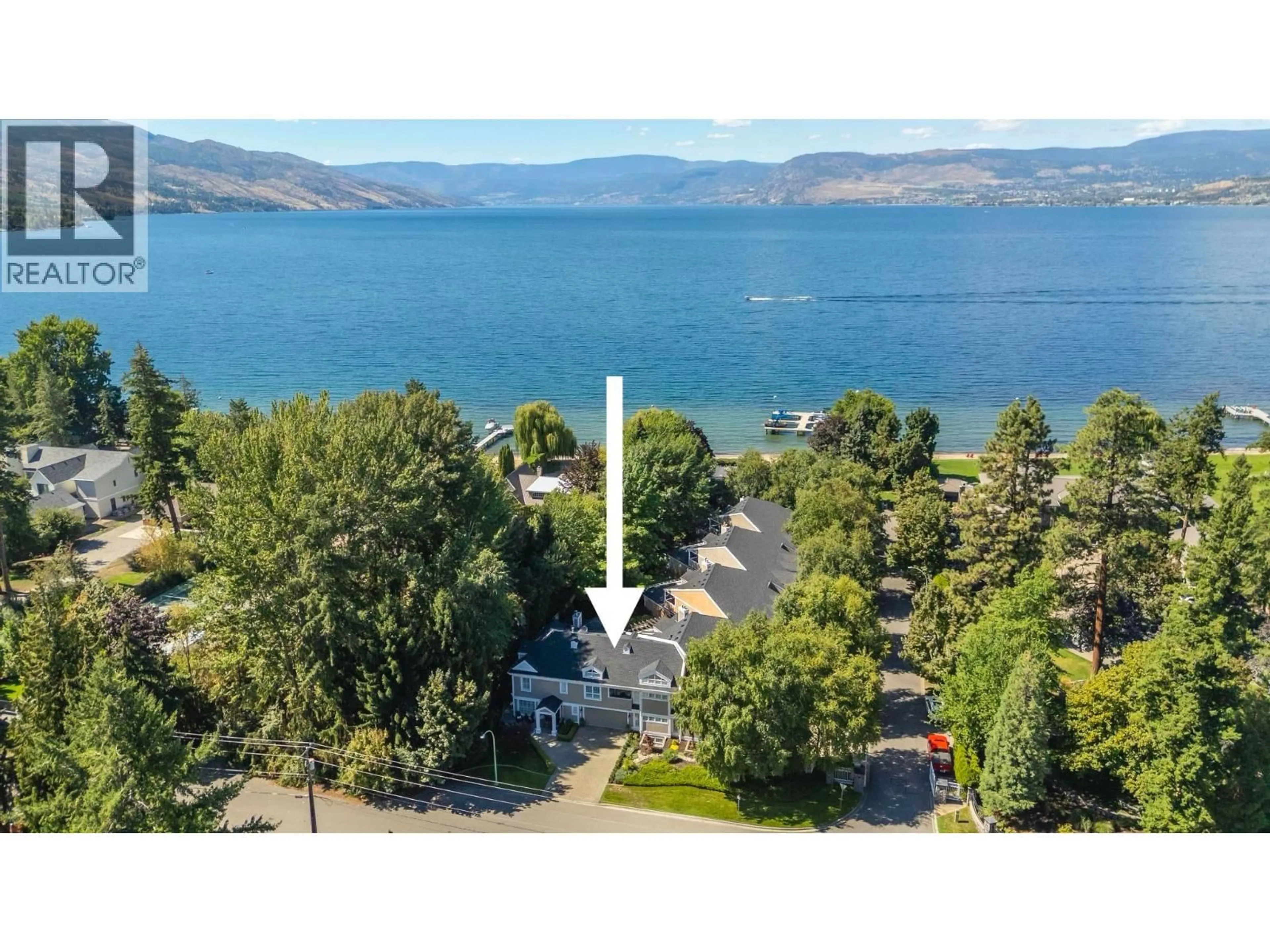 A pic from outside/outdoor area/front of a property/back of a property/a pic from drone, water/lake/river/ocean view for 5 - 389 COLLETT ROAD, Kelowna British Columbia V1W3A3