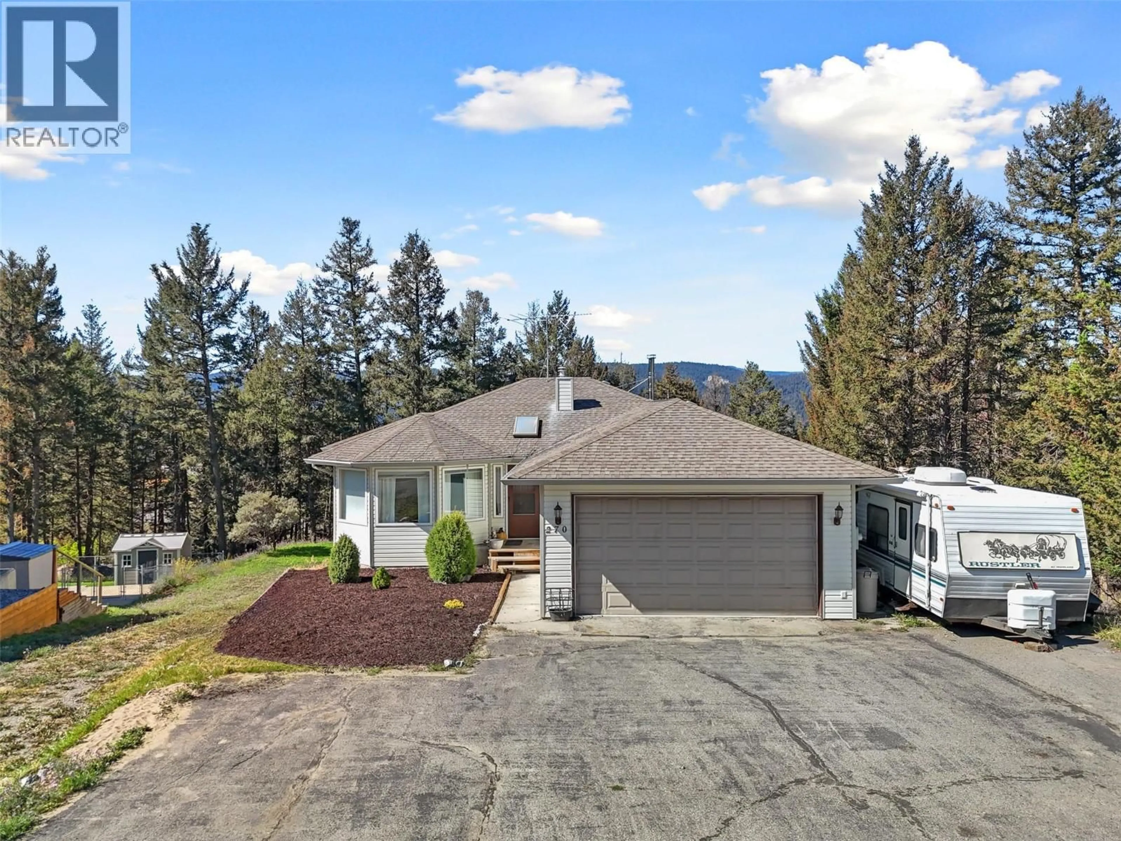 A pic from outside/outdoor area/front of a property/back of a property/a pic from drone, mountain view for 270 CALCITE DRIVE, Logan Lake British Columbia V0K1W0