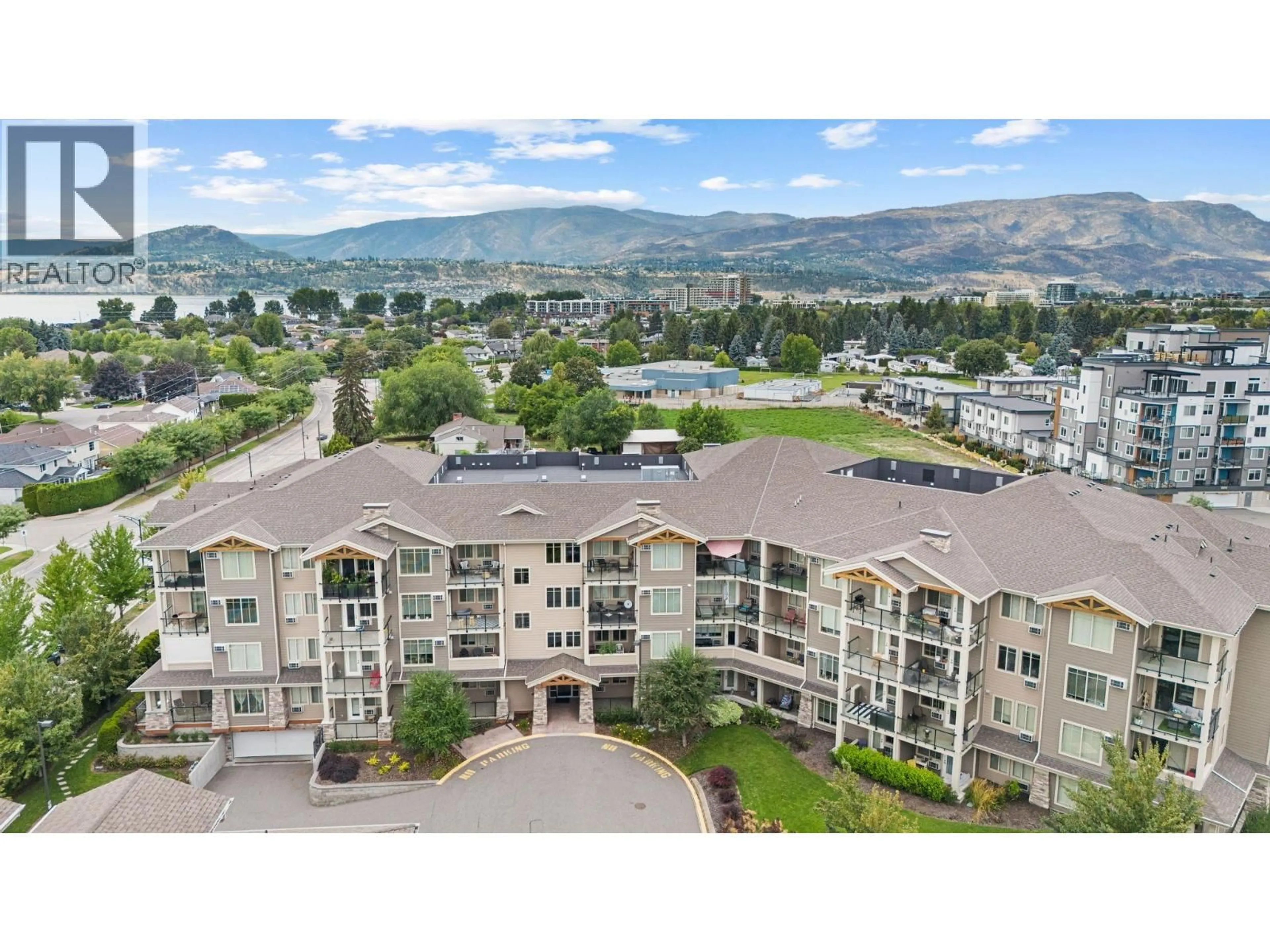 A pic from outside/outdoor area/front of a property/back of a property/a pic from drone, mountain view for 209 - 3731 CASORSO ROAD, Kelowna British Columbia V1W5E9