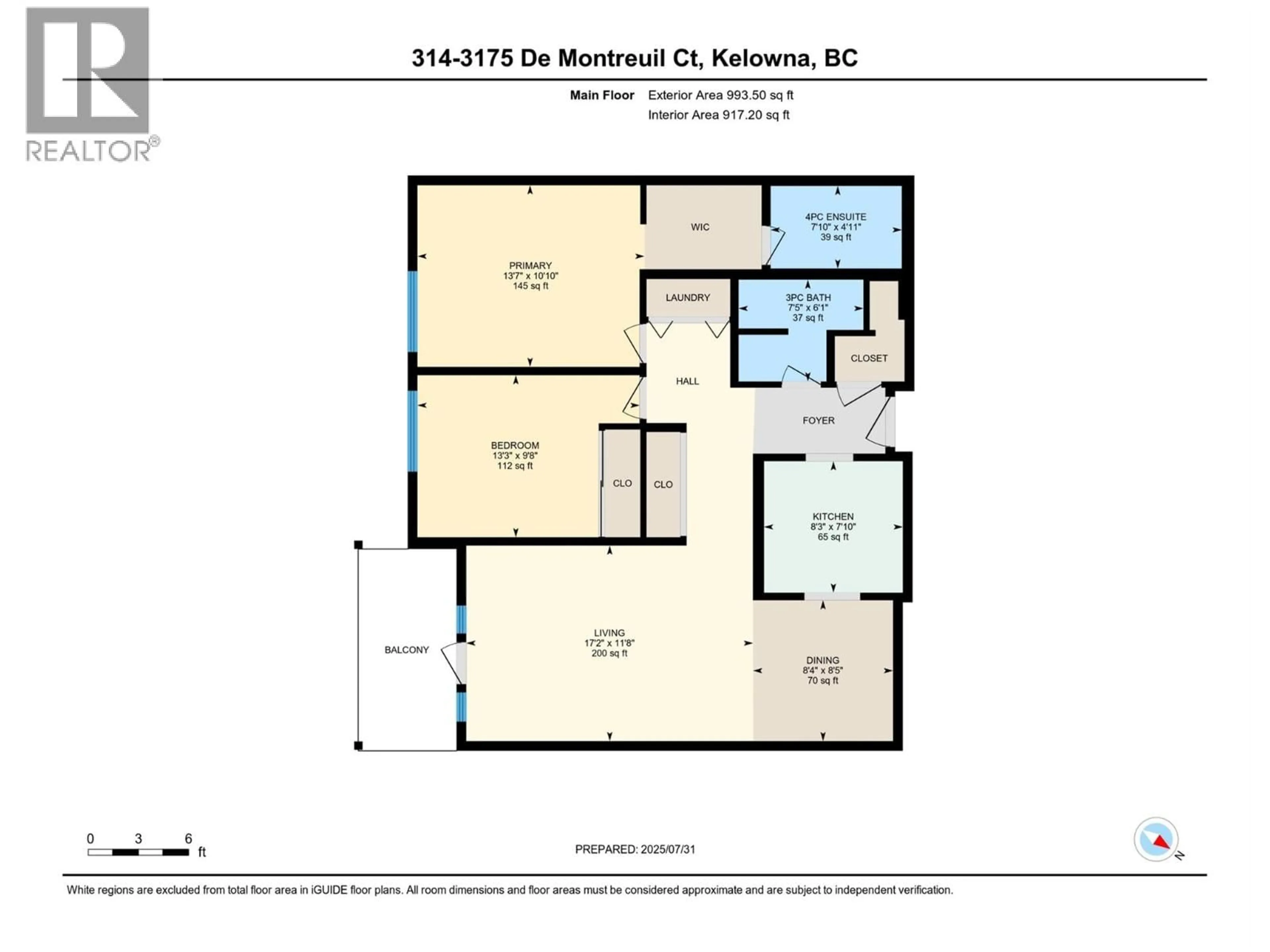 Floor plan for 314 - 3175 DE MONTREUIL COURT, Kelowna British Columbia V1W3X2