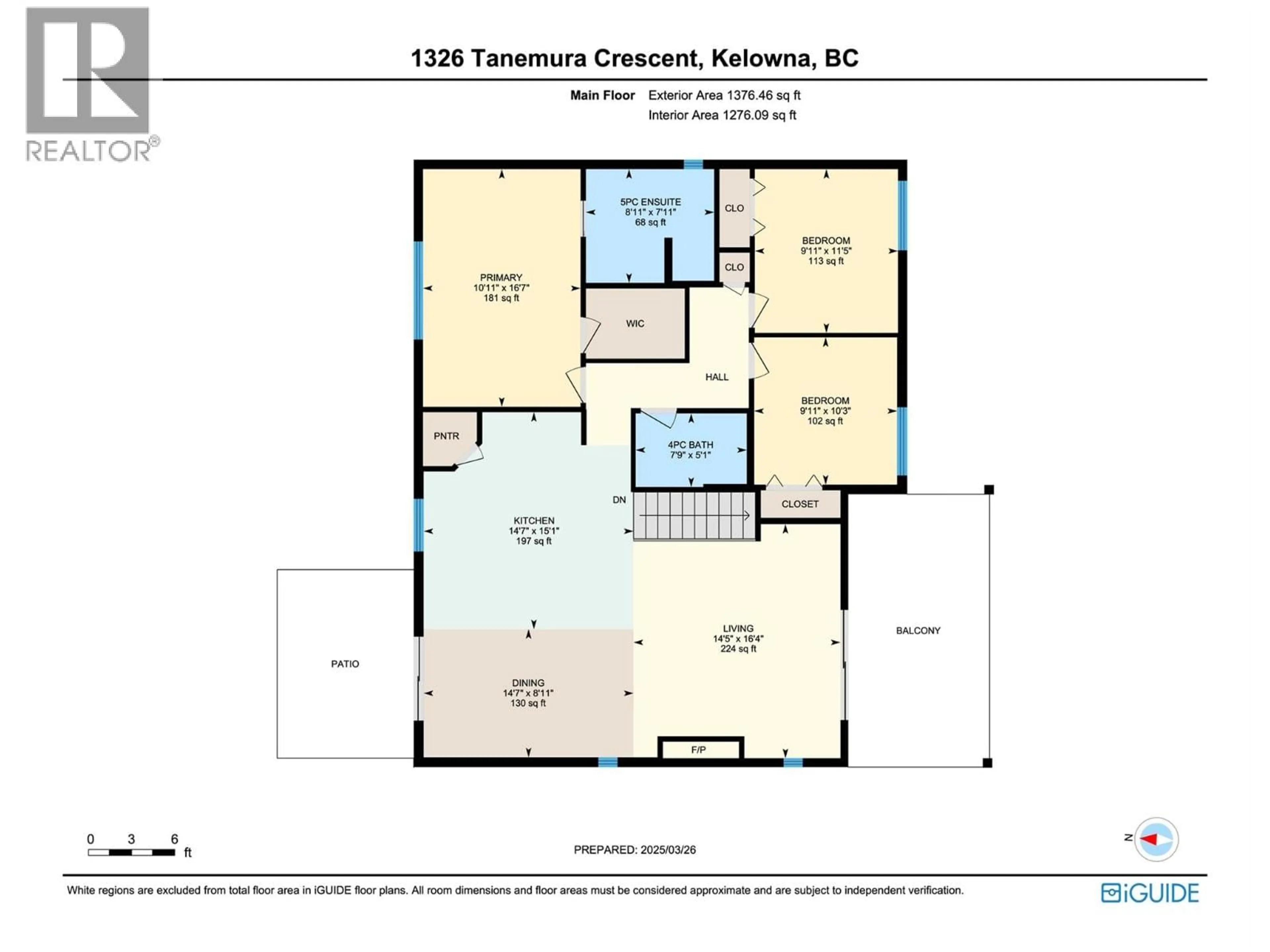 Floor plan for 1326 TANEMURA CRESCENT, Kelowna British Columbia V1P1R5