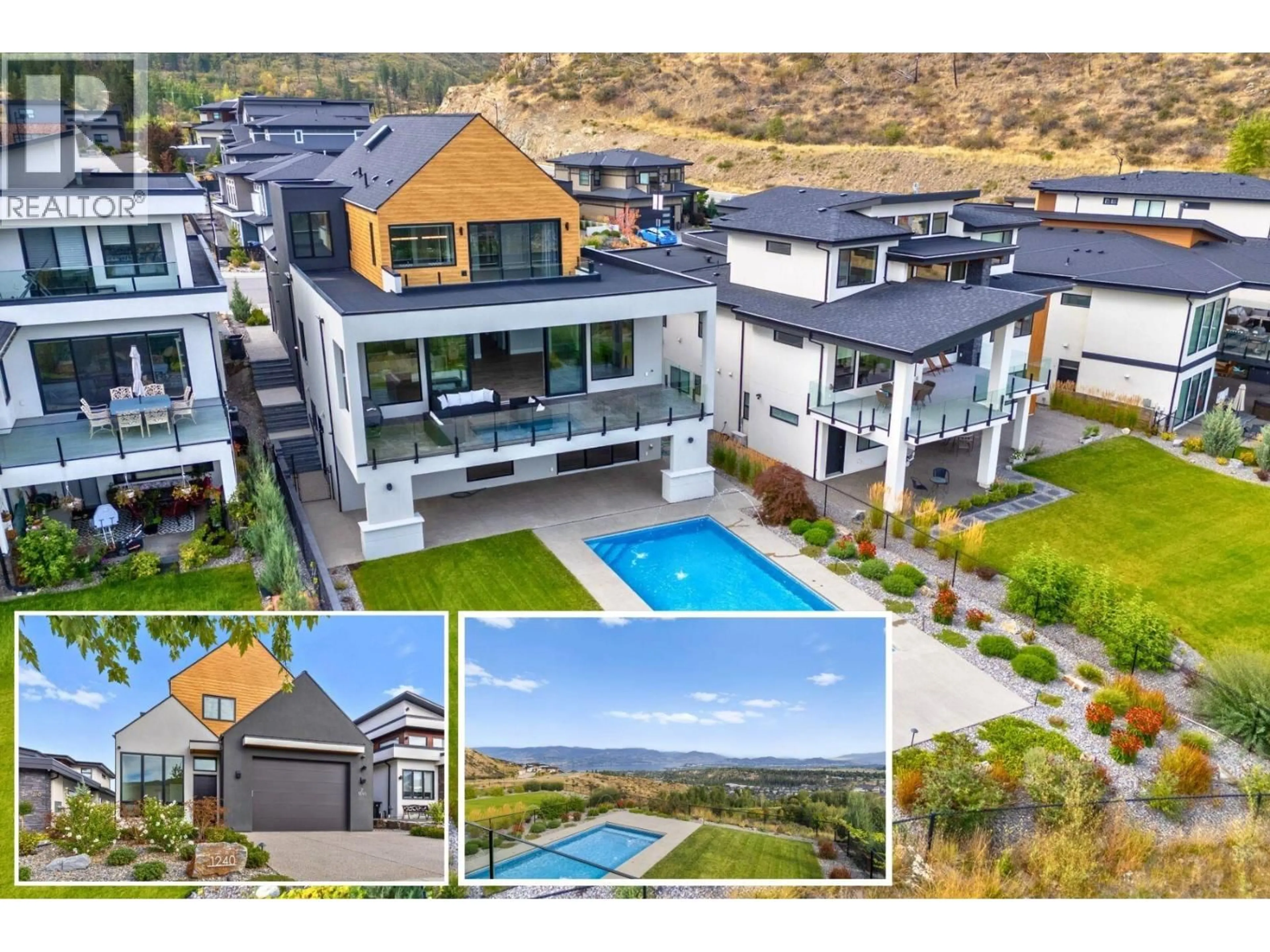 A pic from outside/outdoor area/front of a property/back of a property/a pic from drone, mountain view for 1240 PONDS AVENUE, Kelowna British Columbia V1W5N1