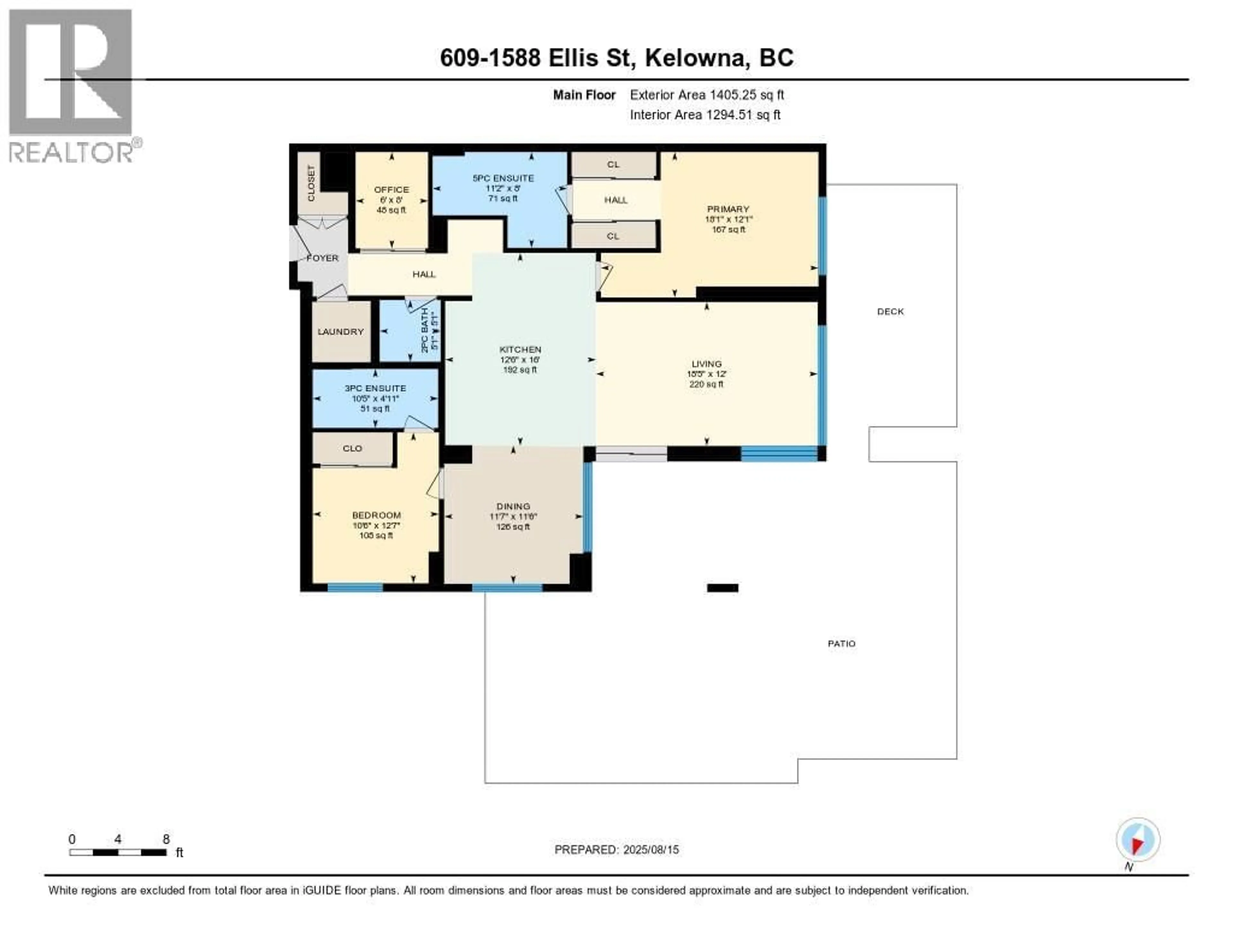 Floor plan for 609 - 1588 ELLIS STREET, Kelowna British Columbia V1Y0H1