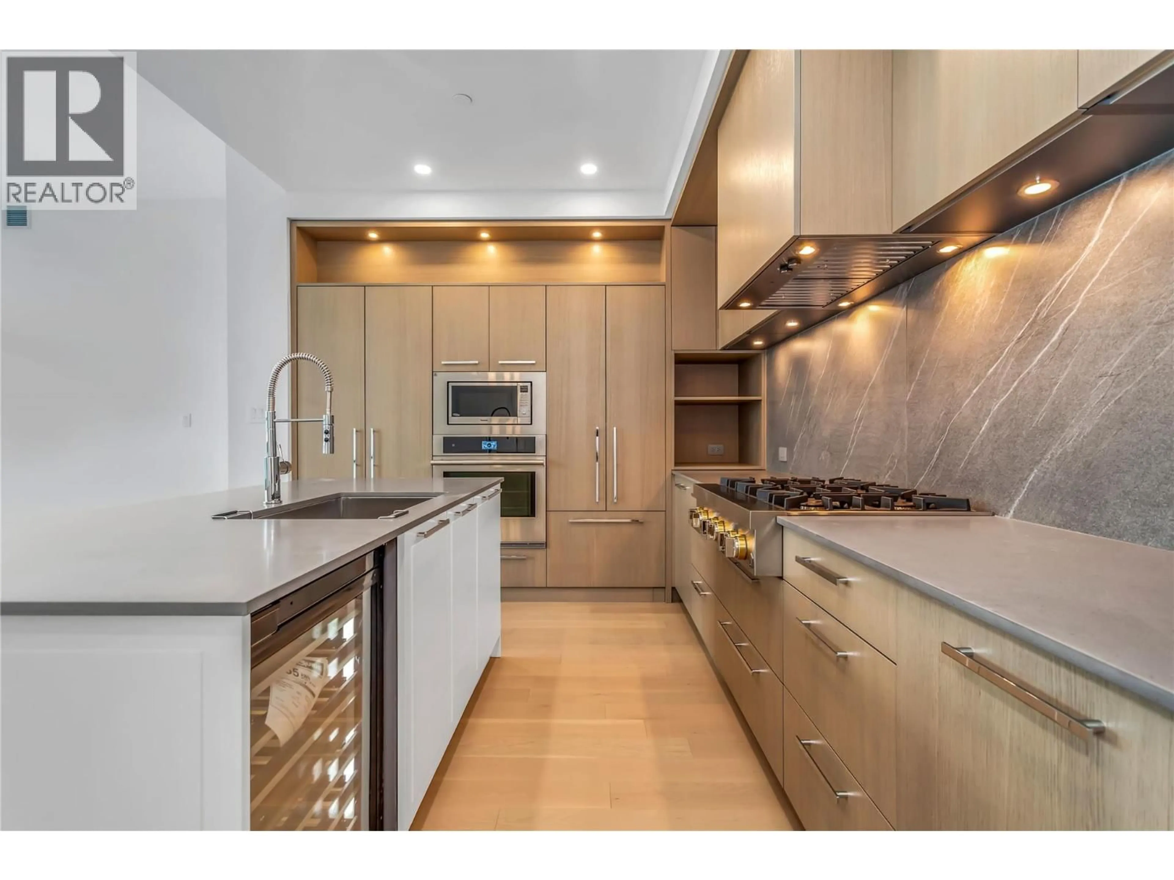 Contemporary kitchen, ceramic/tile floor for PH S607 - 3409 LAKESHORE ROAD, Kelowna British Columbia V1W0G6