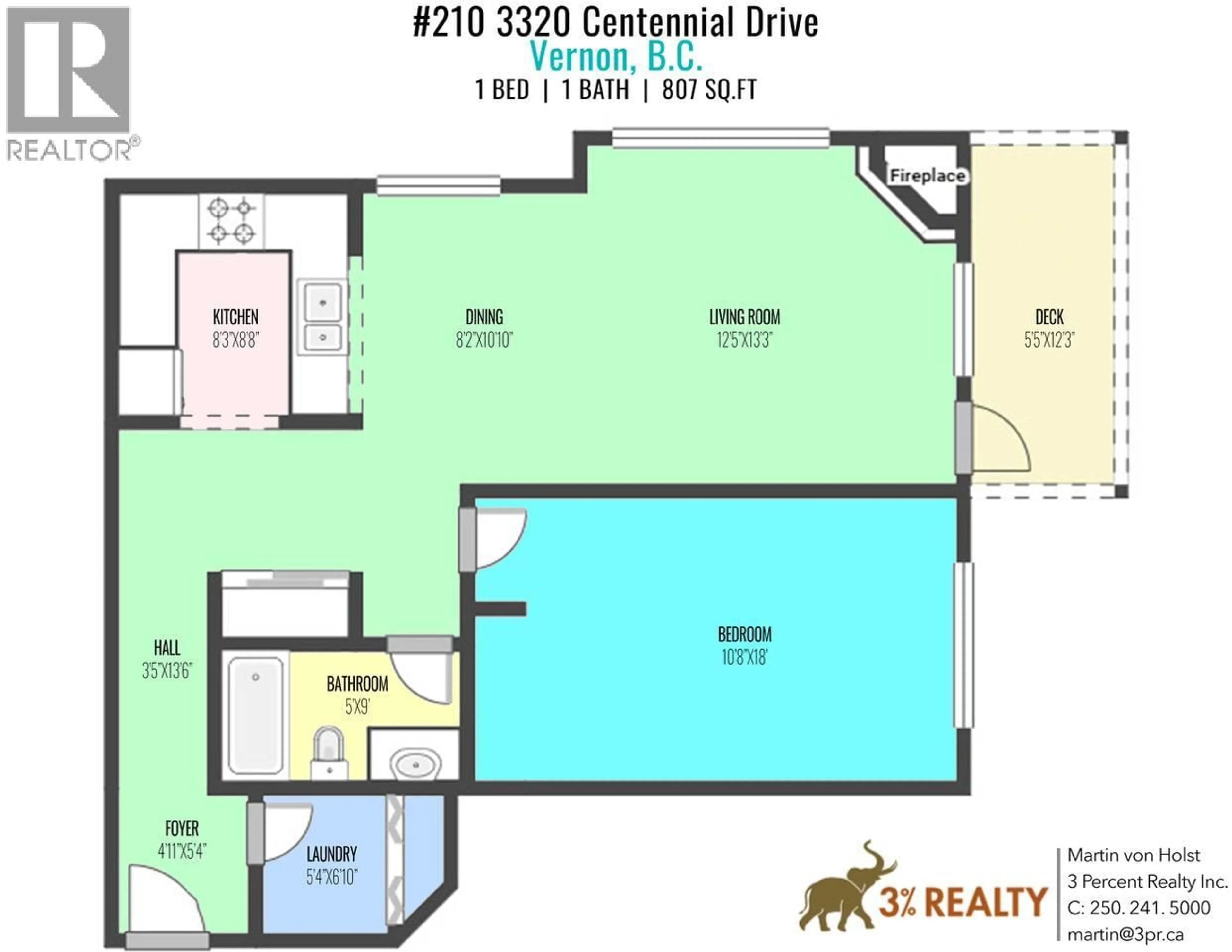 Floor plan for 210 - 3320 CENTENNIAL DRIVE, Vernon British Columbia V1T9M4
