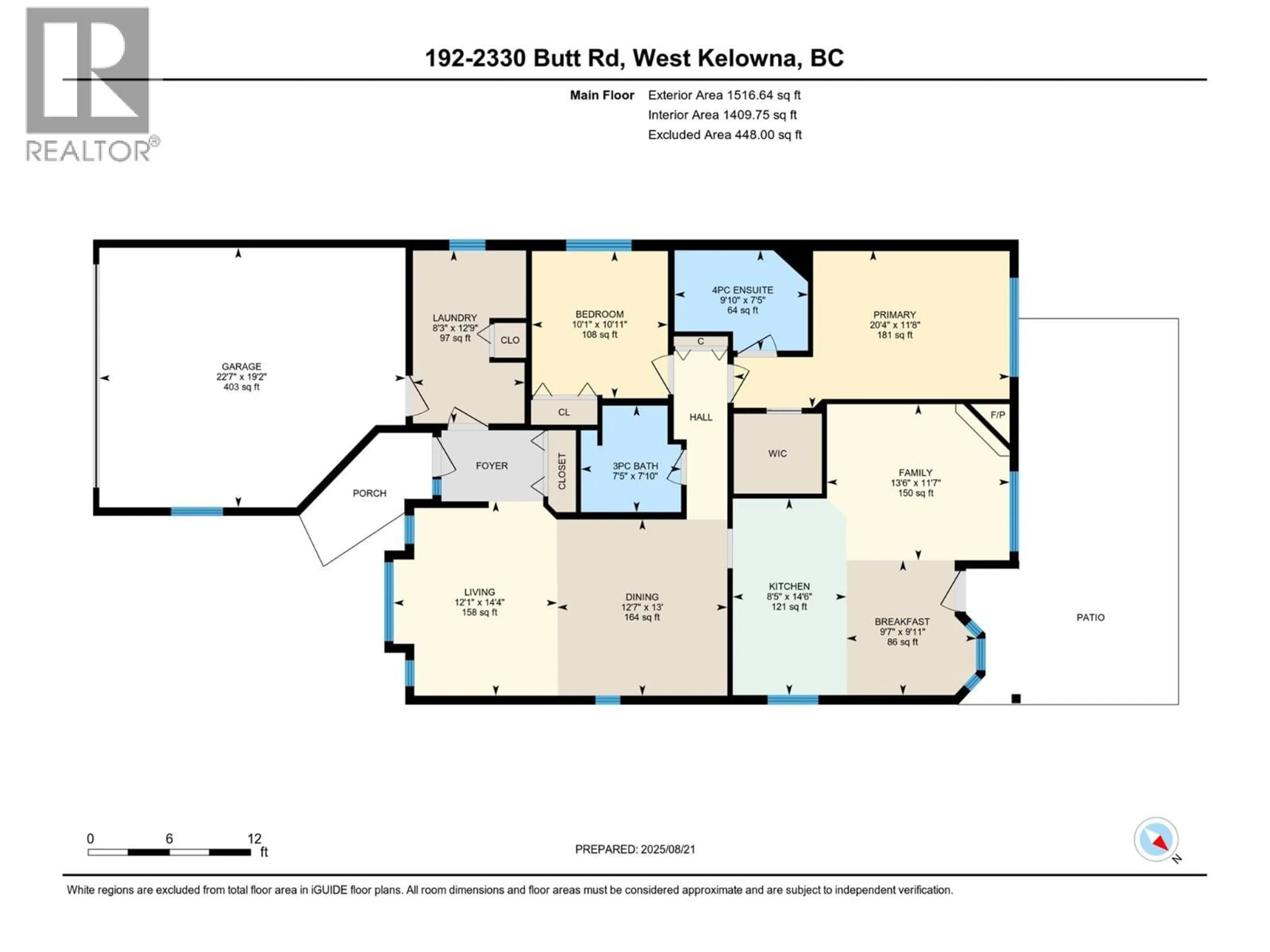 Floor plan for 192 - 2330 BUTT ROAD, Westbank British Columbia V4T2L3