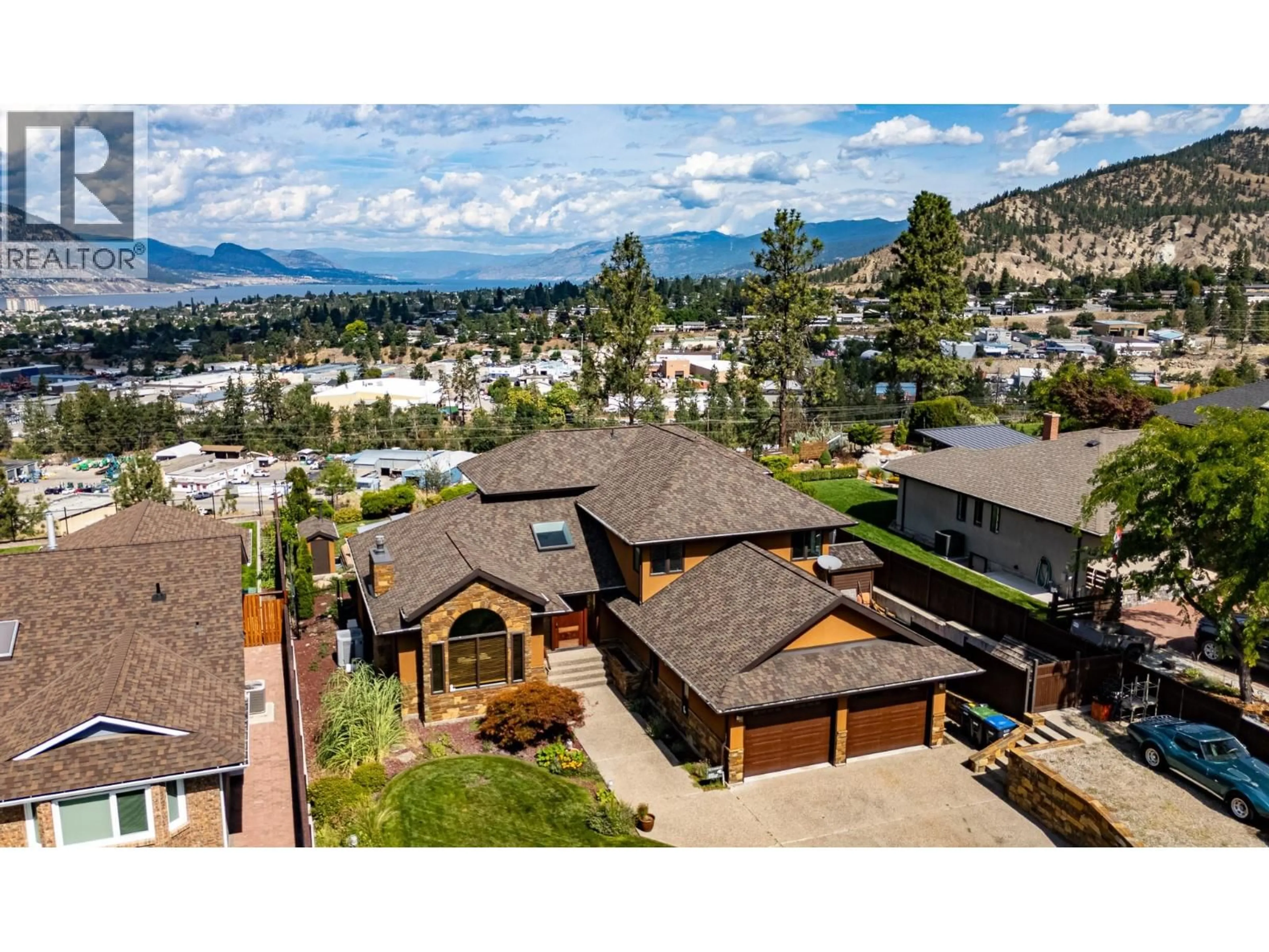A pic from outside/outdoor area/front of a property/back of a property/a pic from drone, mountain view for 155 WESTVIEW DRIVE, Penticton British Columbia V2A7V9