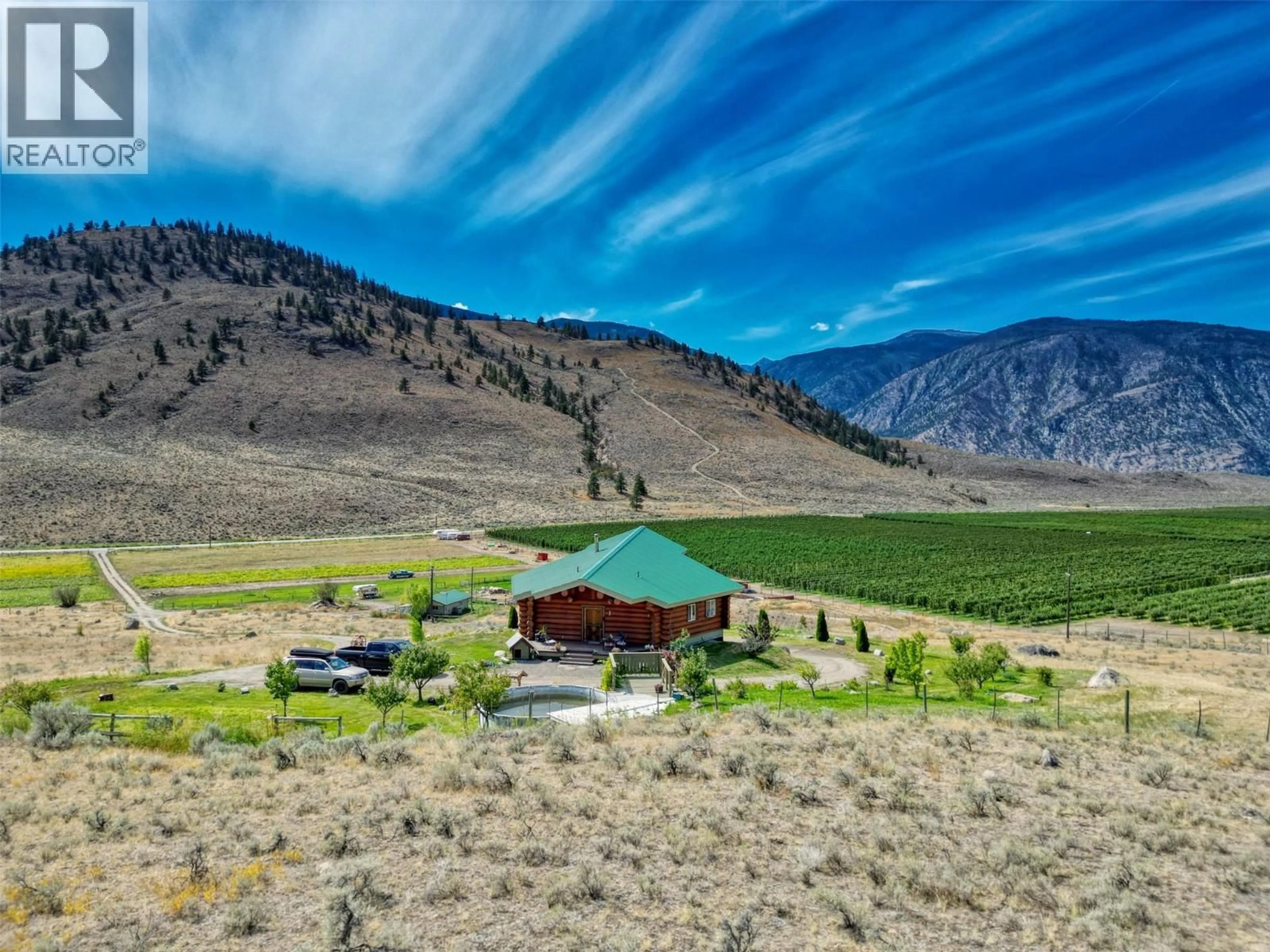 A pic from outside/outdoor area/front of a property/back of a property/a pic from drone, mountain view for 150 NIGHTHAWK ROAD, Cawston British Columbia V0X1C3