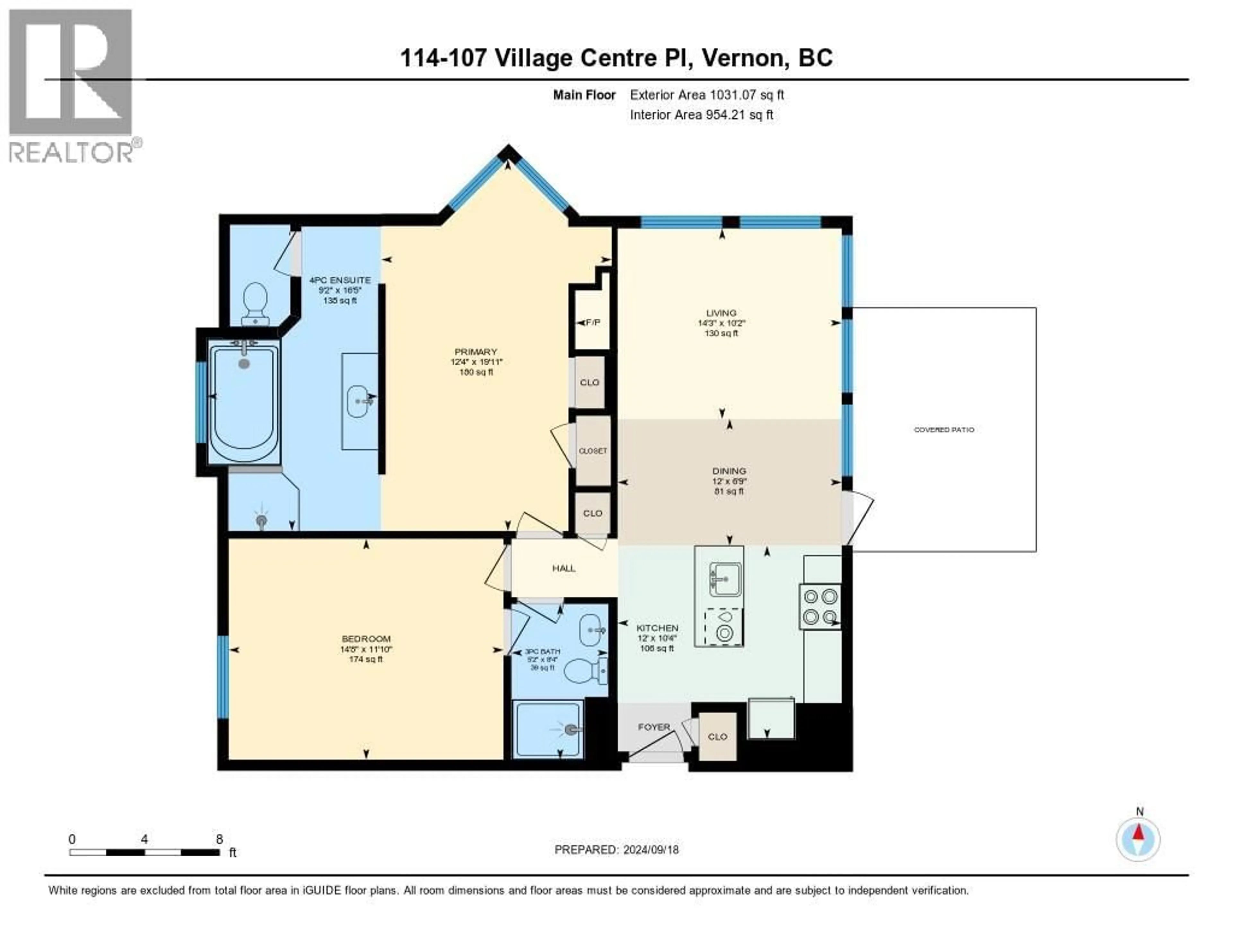 Floor plan for 114 - 107 VILLAGE CENTRE COURT, Vernon British Columbia V1H1Y8