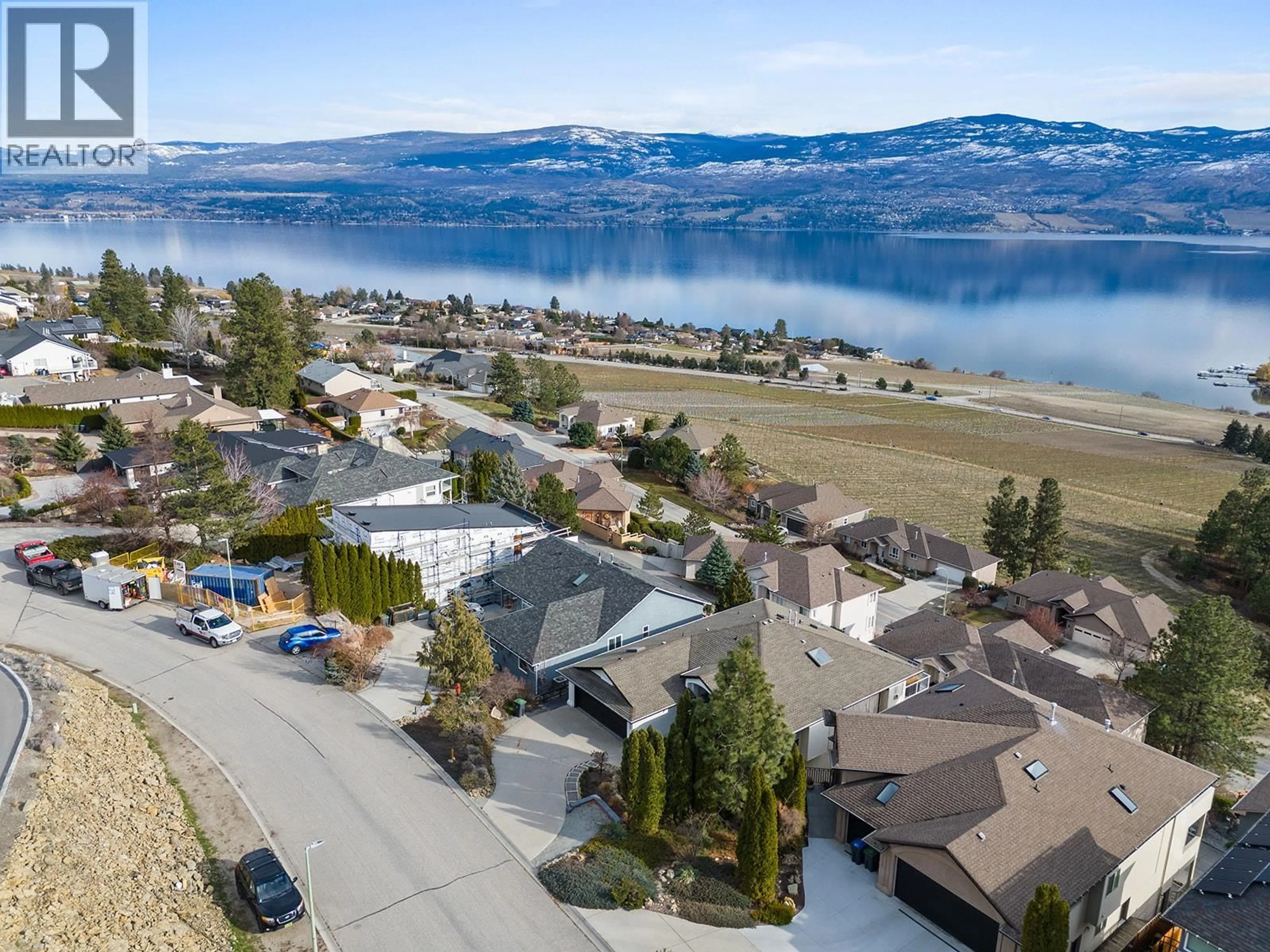 A pic from outside/outdoor area/front of a property/back of a property/a pic from drone, water/lake/river/ocean view for 1405 MENU ROAD, West Kelowna British Columbia V4T2R9