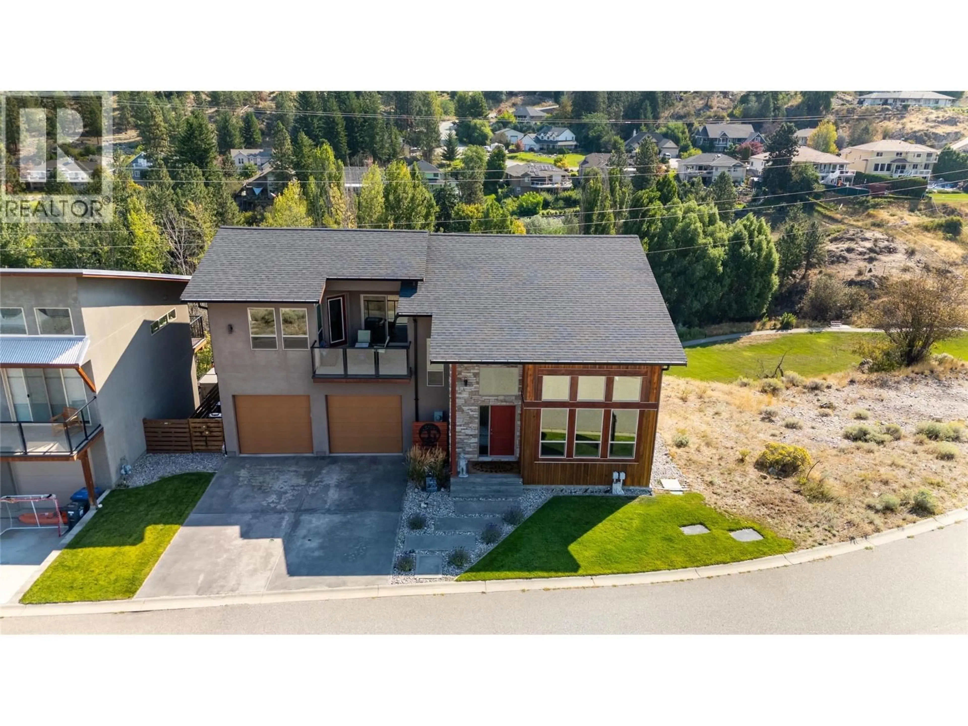 A pic from outside/outdoor area/front of a property/back of a property/a pic from drone, mountain view for 30 - 125 CABERNET DRIVE, Okanagan Falls British Columbia V0H1R3