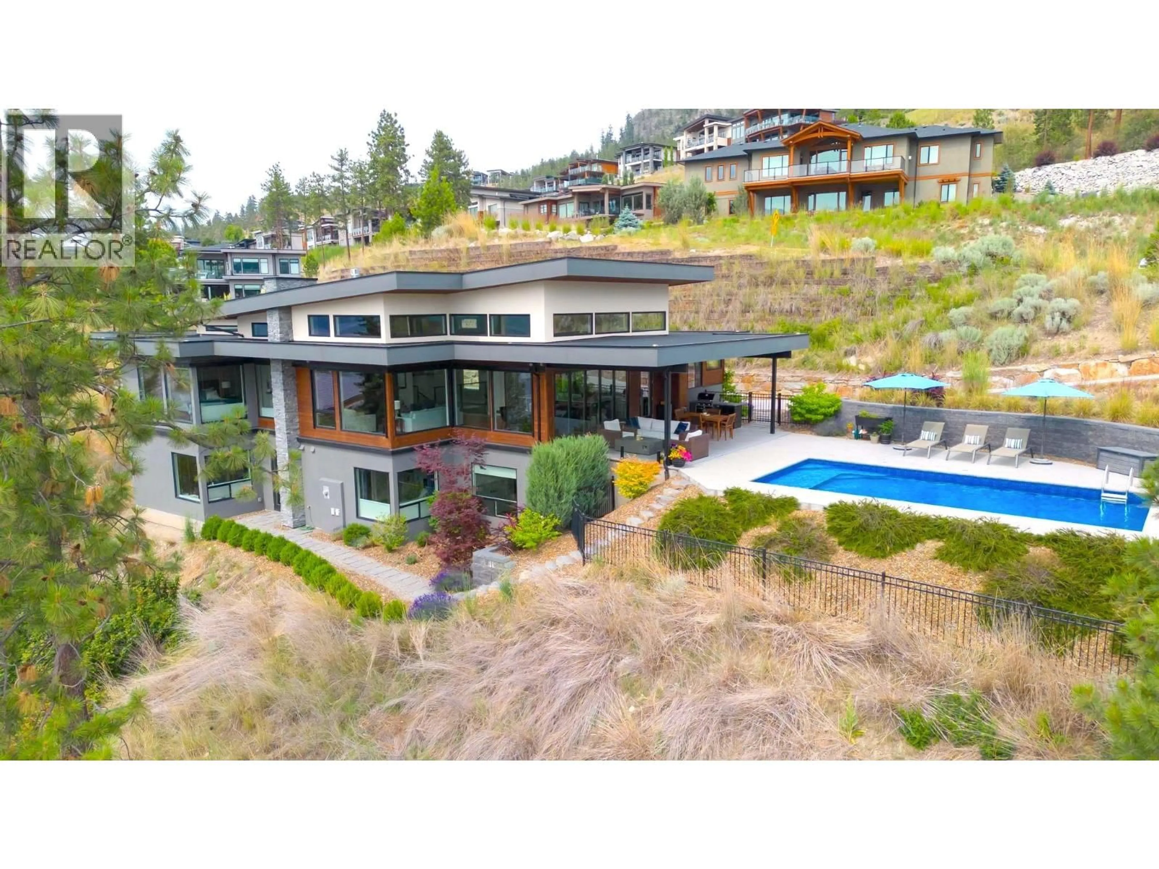 A pic from outside/outdoor area/front of a property/back of a property/a pic from drone, water/lake/river/ocean view for 1740 GRANITE ROAD, Lake Country British Columbia V4V1M9
