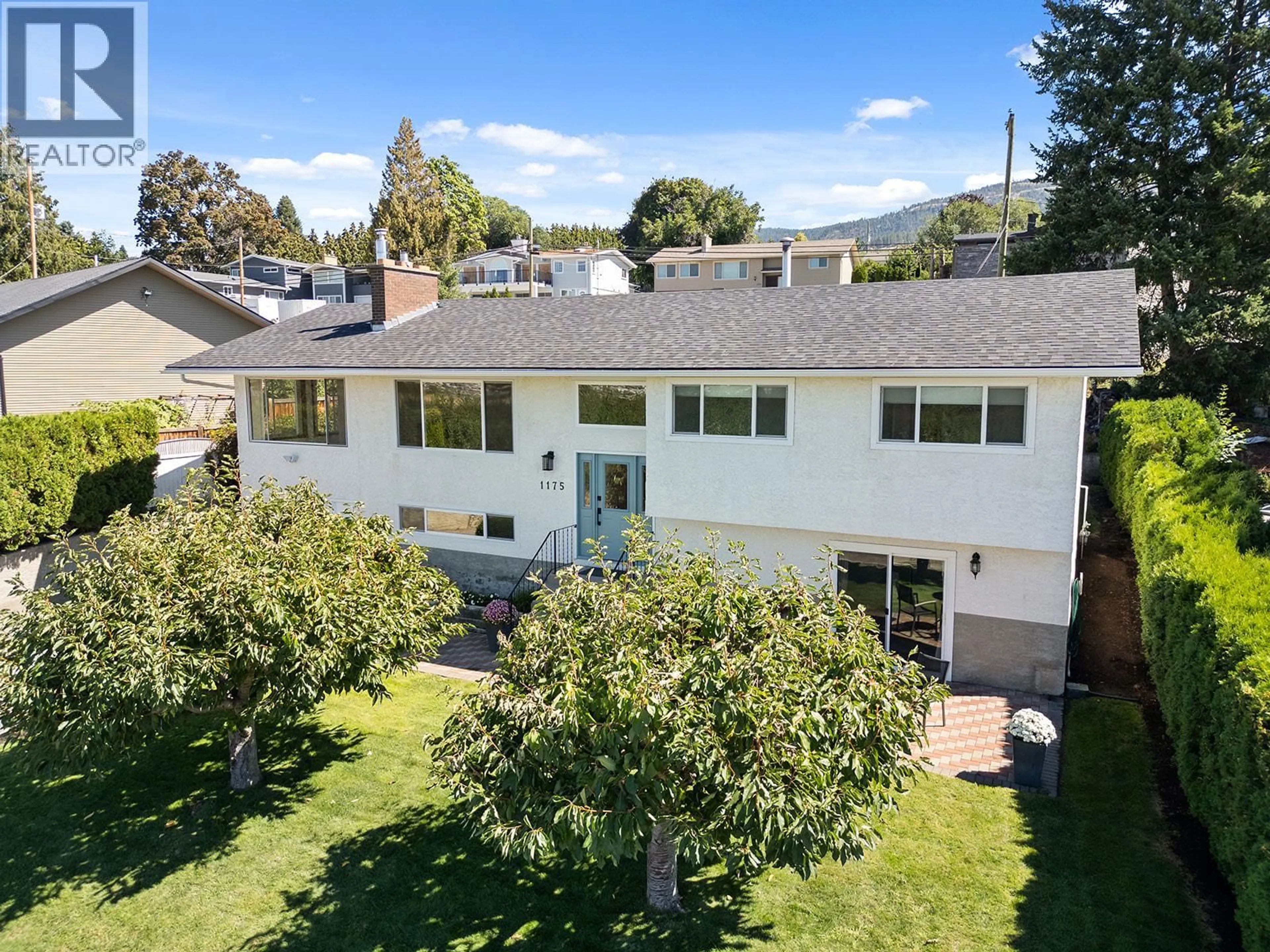 A pic from outside/outdoor area/front of a property/back of a property/a pic from drone, mountain view for 1175 HILLCREST ROAD, Kelowna British Columbia V1P1B7