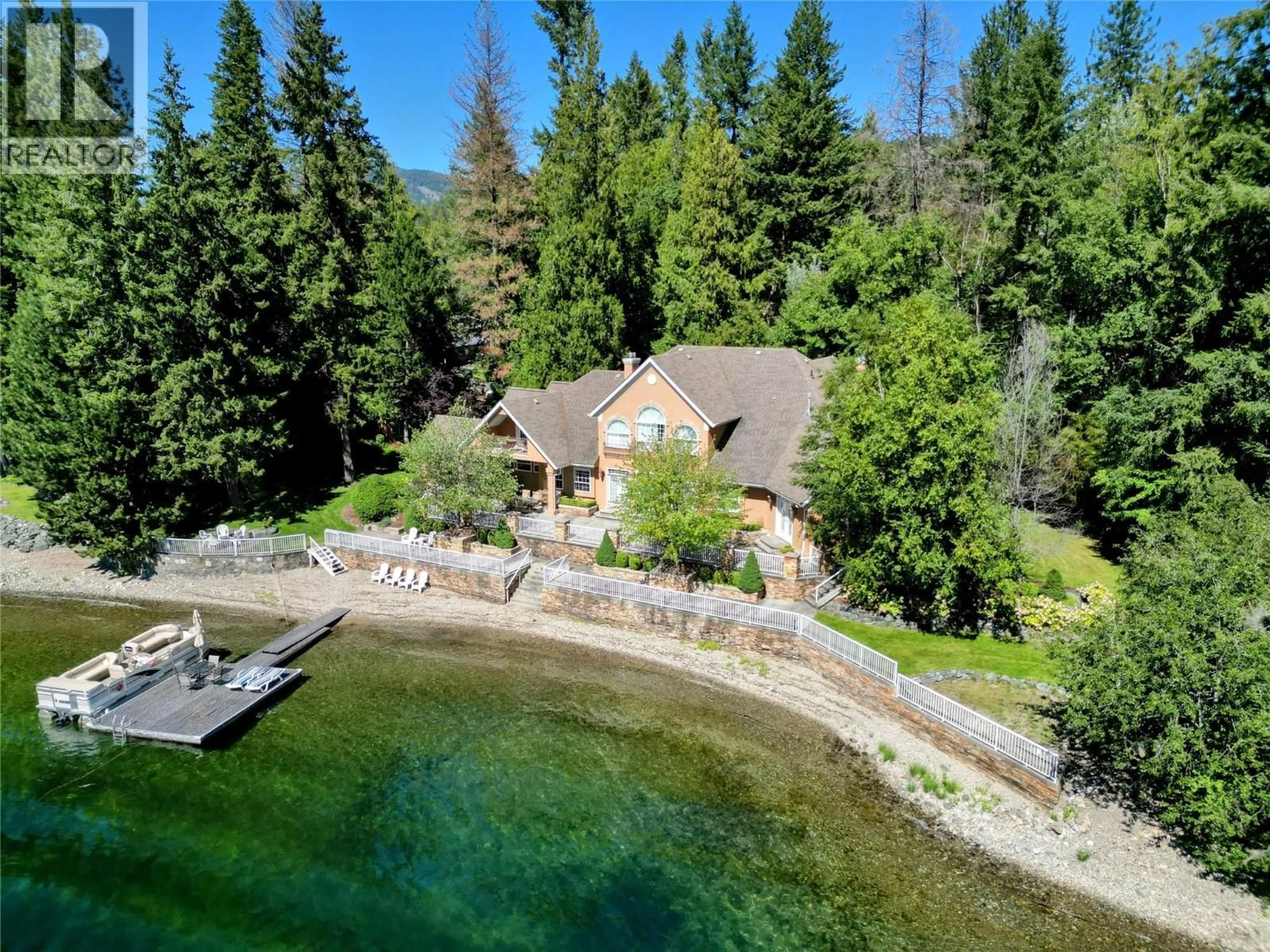 A pic from outside/outdoor area/front of a property/back of a property/a pic from drone, water/lake/river/ocean view for 169 ALPINE ROAD, Christina Lake British Columbia V0H1E1