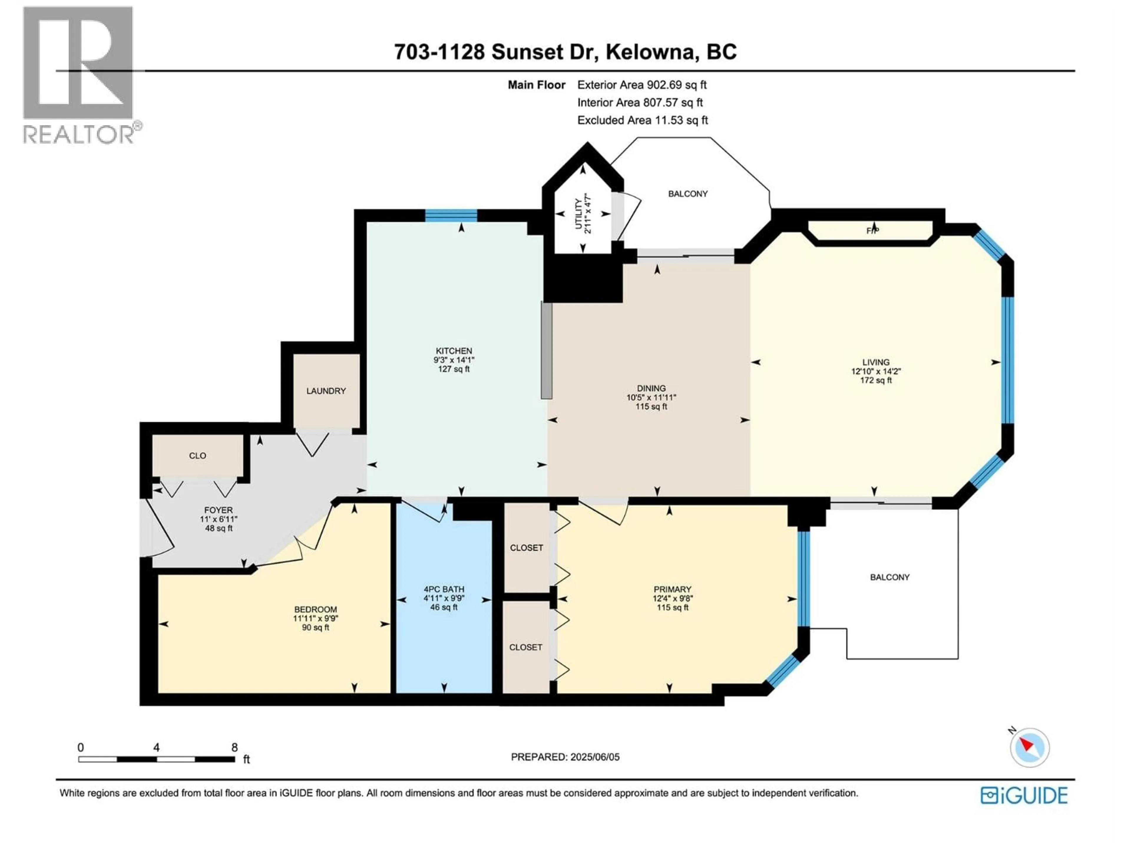 Floor plan for 703 - 1128 SUNSET DRIVE, Kelowna British Columbia V1Y9W7