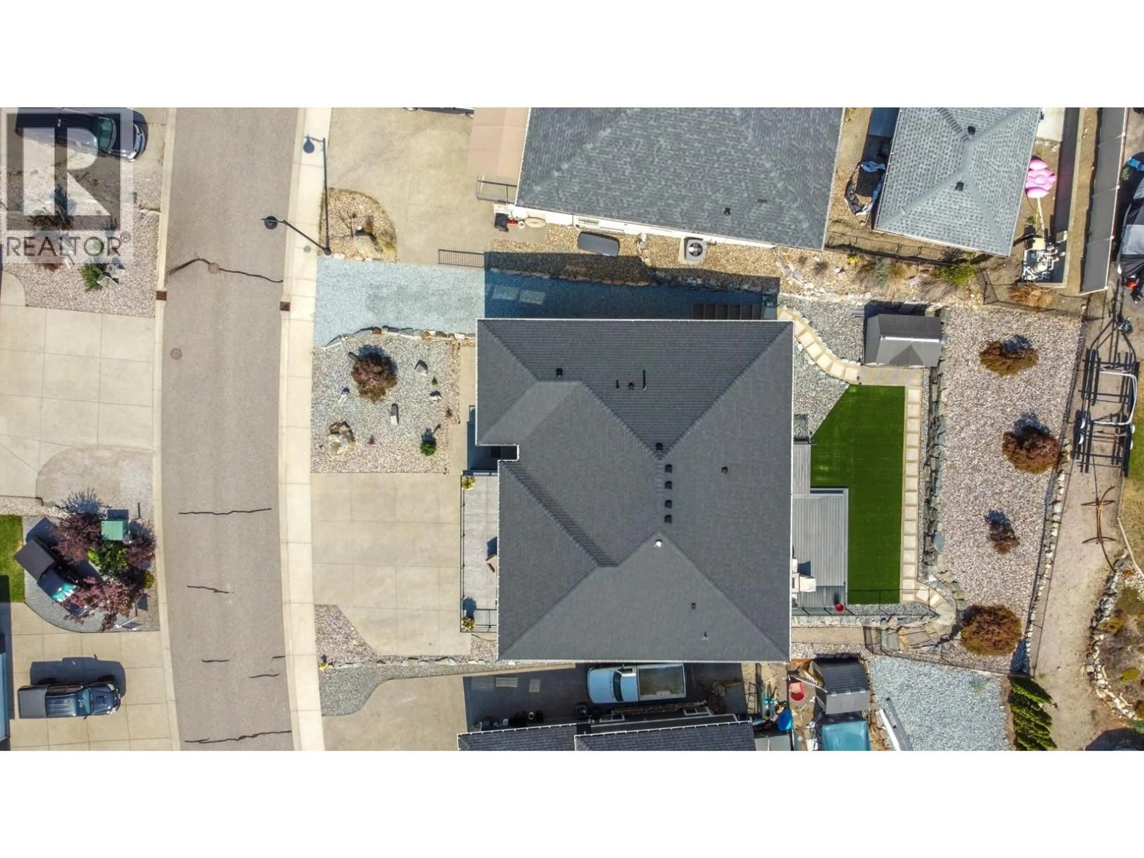 A pic from outside/outdoor area/front of a property/back of a property/a pic from drone, street for 6539 BLACKCOMB PLACE, Vernon British Columbia V1B4E1