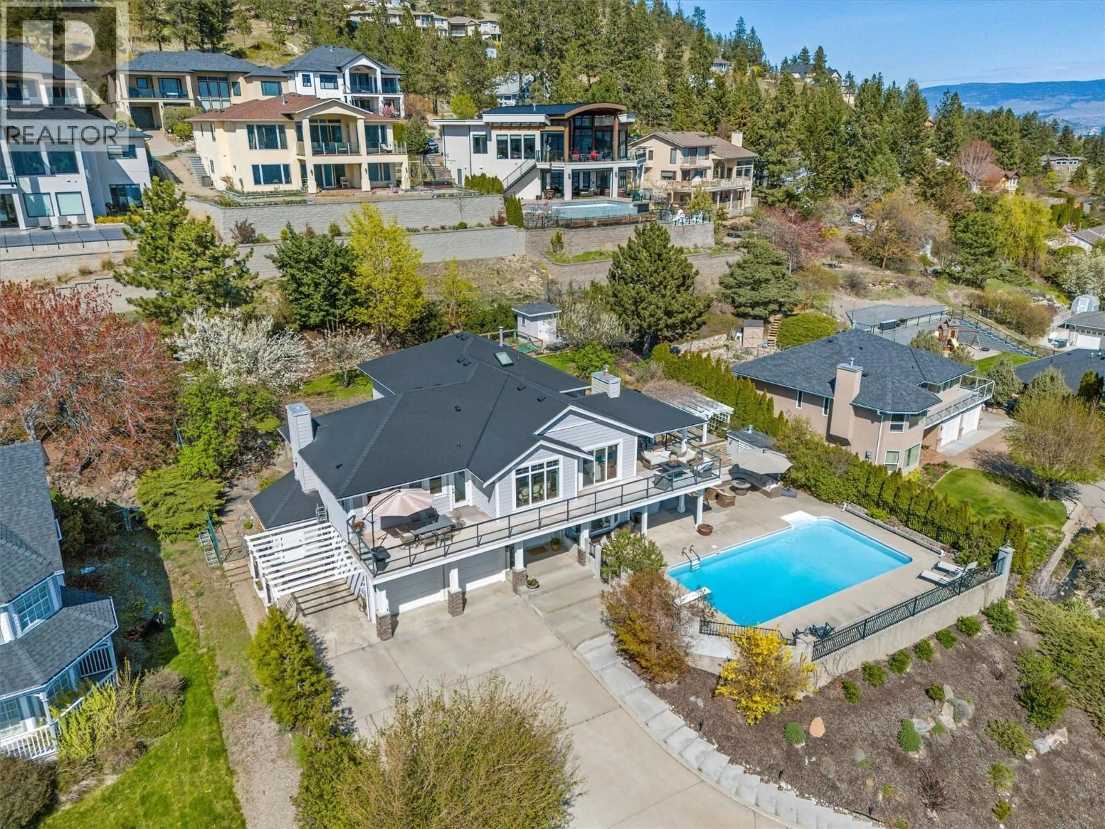 A pic from outside/outdoor area/front of a property/back of a property/a pic from drone, water/lake/river/ocean view for 1312 MENU ROAD, West Kelowna British Columbia V1Z3K2