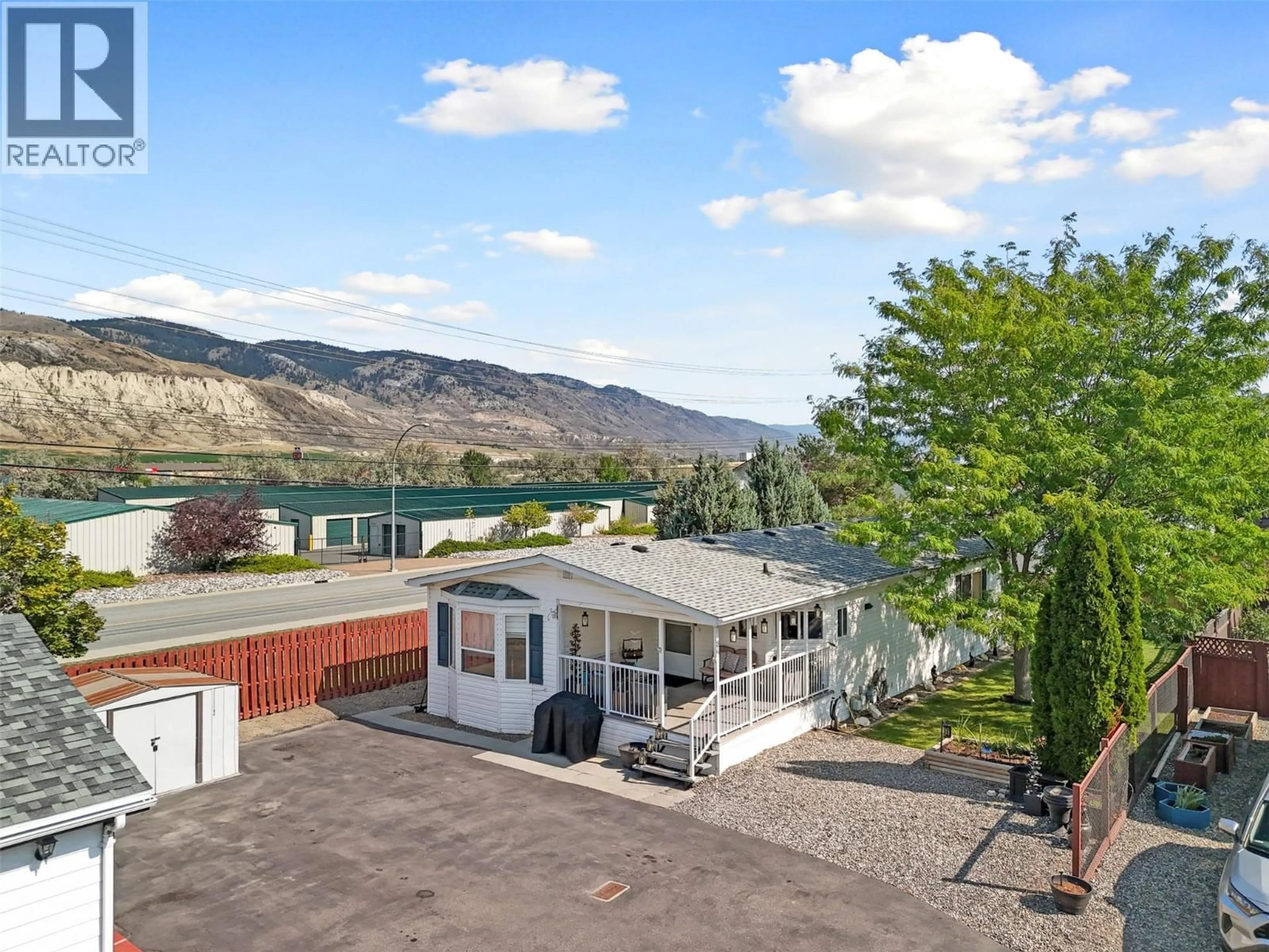 A pic from outside/outdoor area/front of a property/back of a property/a pic from drone, mountain view for 84 - 7545 DALLAS DRIVE, Kamloops British Columbia V2C6X5