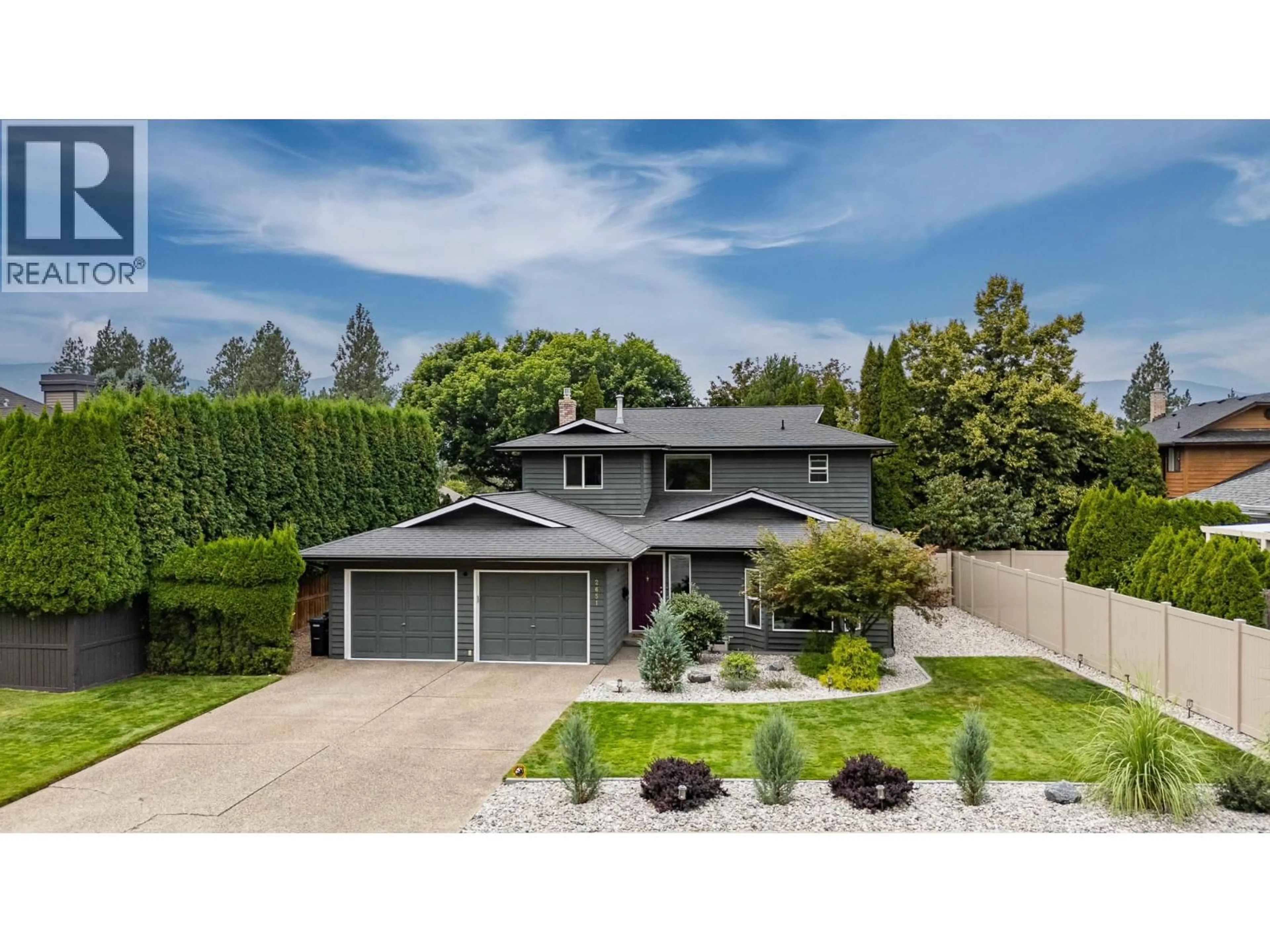 A pic from outside/outdoor area/front of a property/back of a property/a pic from drone, street for 2651 EVERGREEN DRIVE, Penticton British Columbia V2A8C6