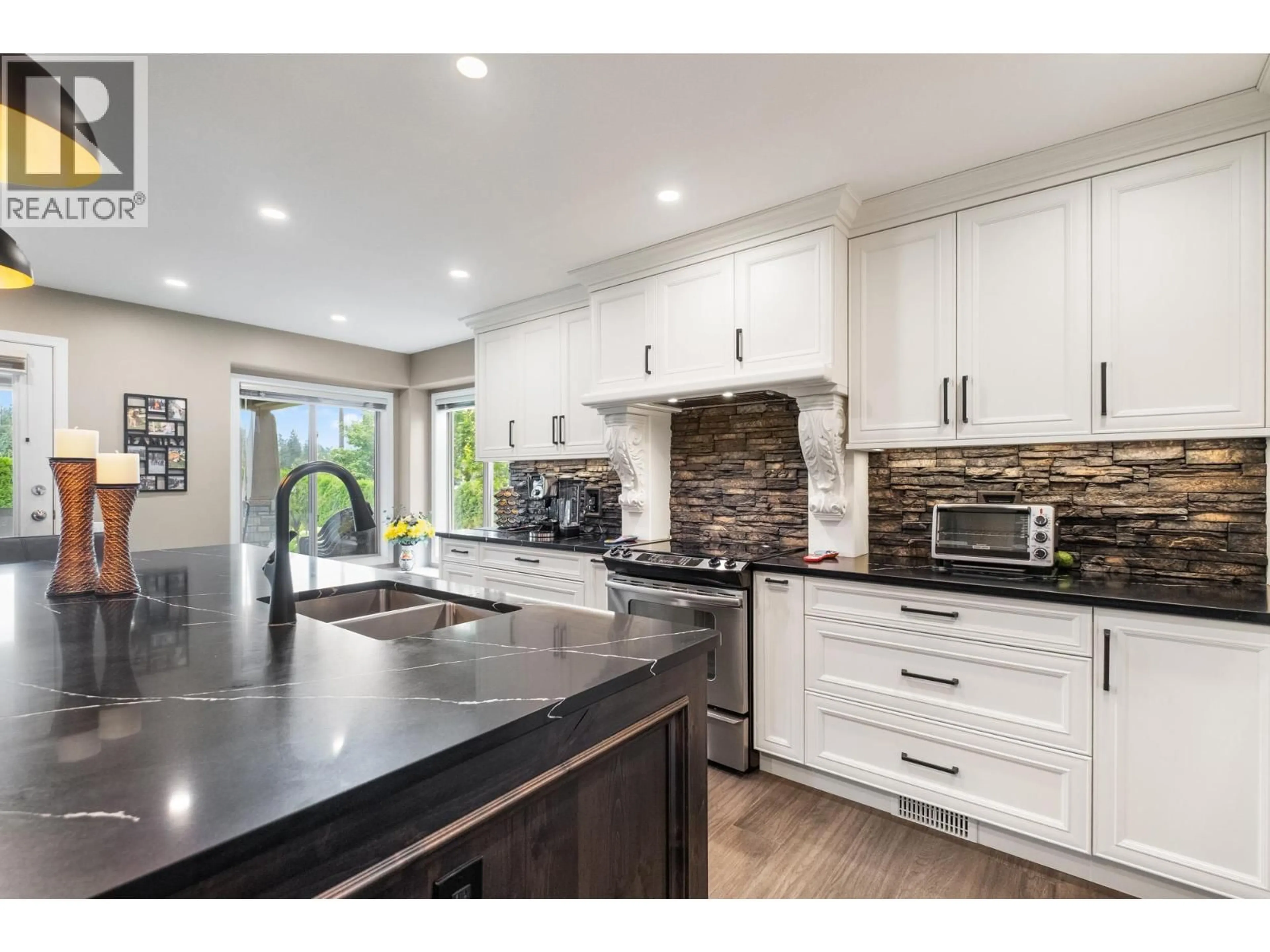Contemporary kitchen, ceramic/tile floor for 3585 KIMATOUCHE ROAD, Kelowna British Columbia V1Y3G2