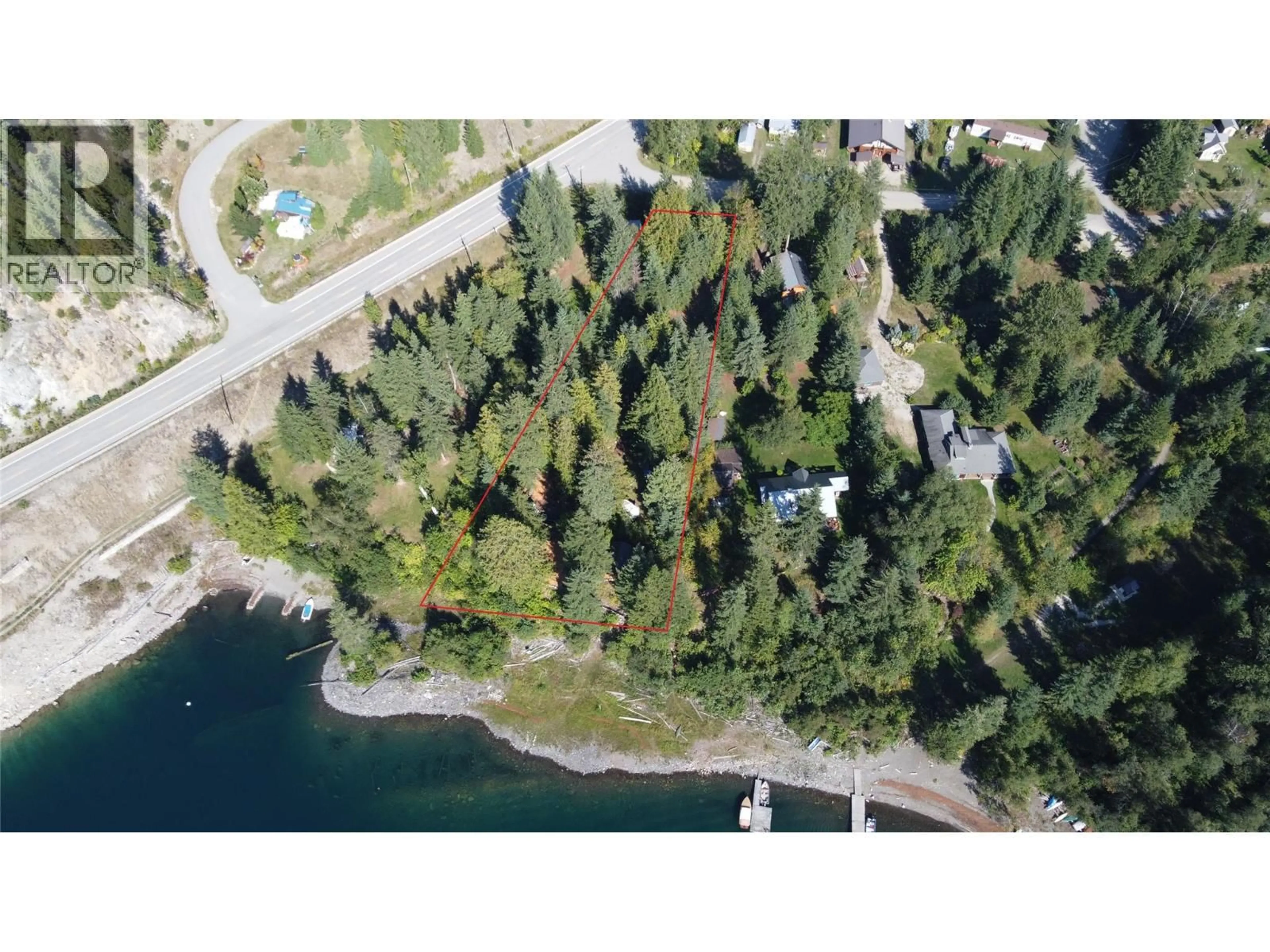 A pic from outside/outdoor area/front of a property/back of a property/a pic from drone, water/lake/river/ocean view for 523 ROSEBERY LOOP ROAD, Rosebery British Columbia V0G1S1