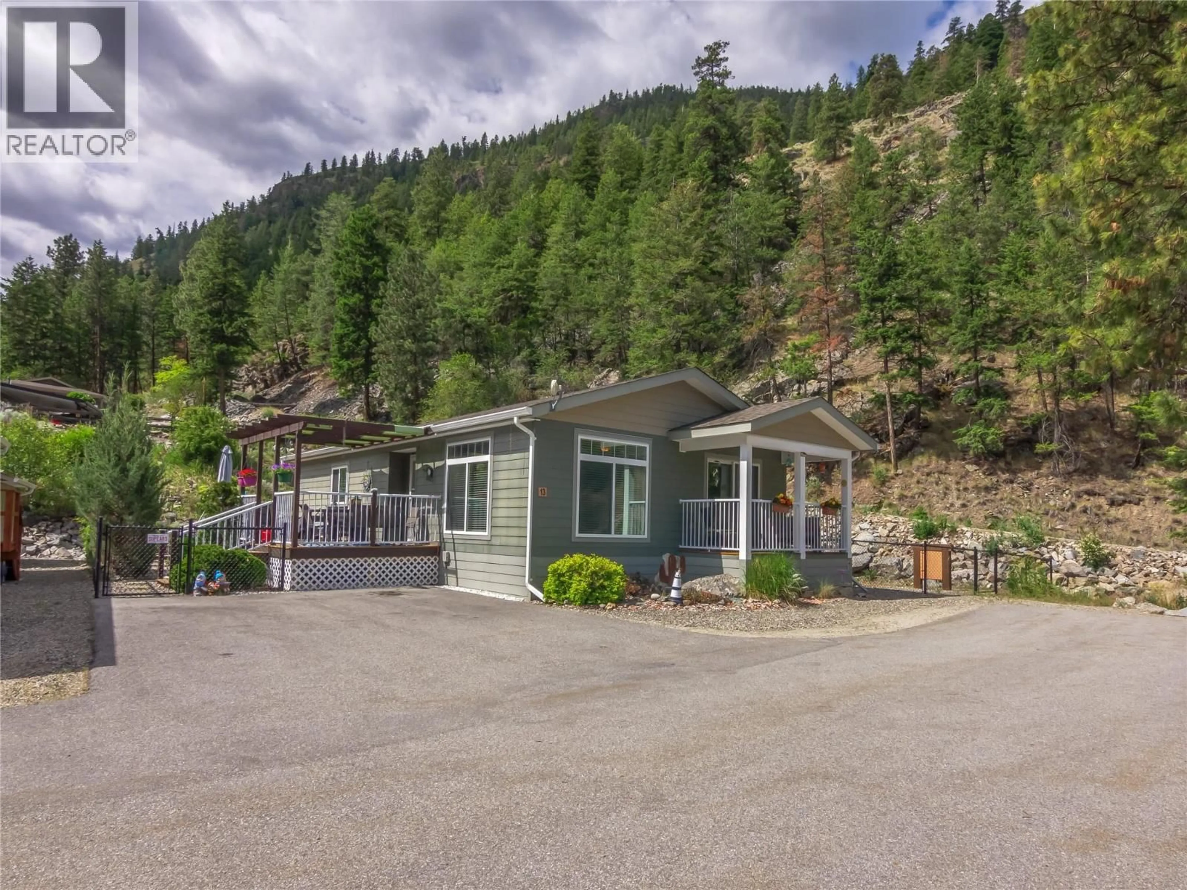 A pic from outside/outdoor area/front of a property/back of a property/a pic from drone, mountain view for 13 - 1340 HWY 3A HIGHWAY, Keremeos British Columbia V0X1N4