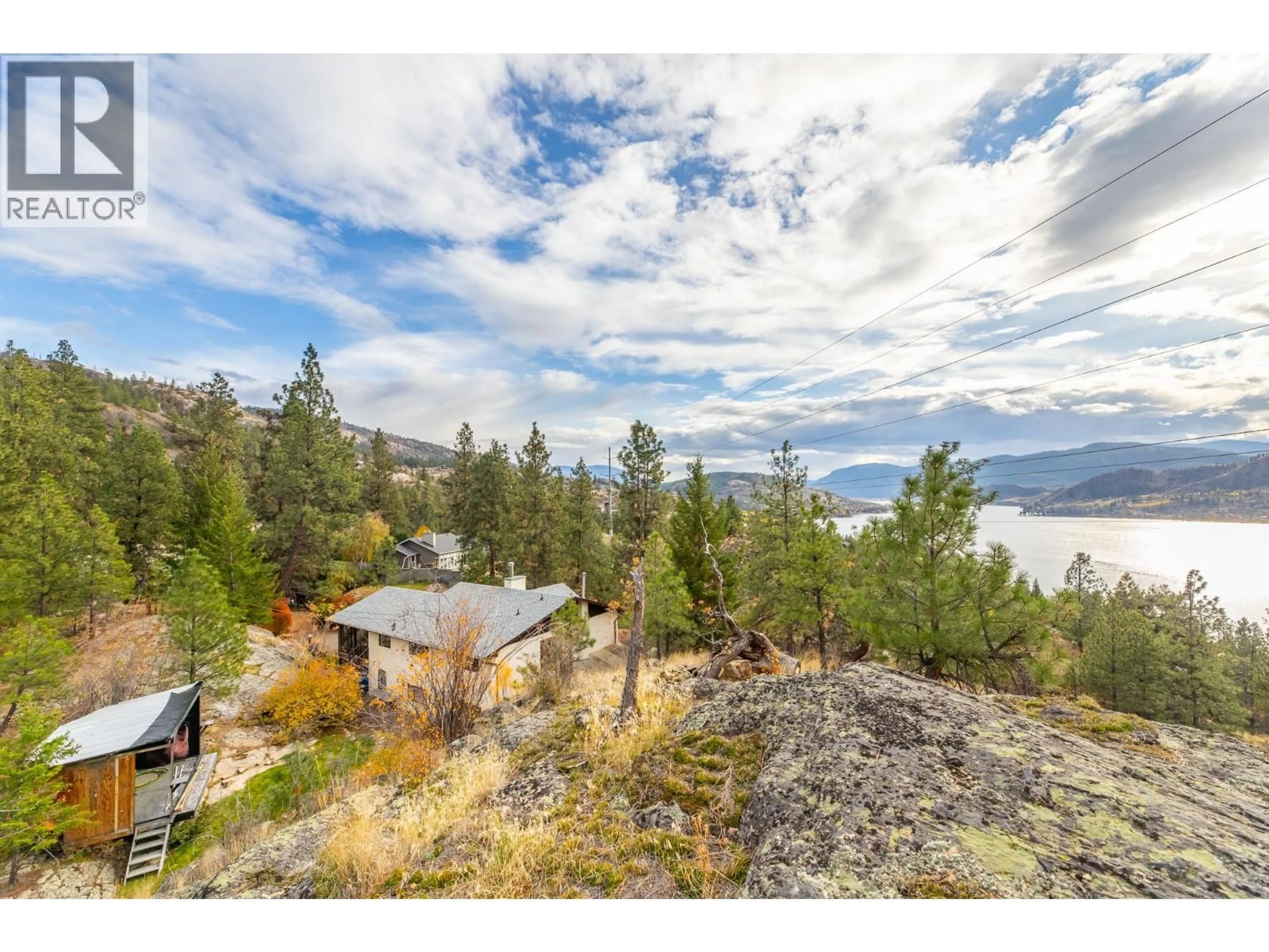 A pic from outside/outdoor area/front of a property/back of a property/a pic from drone, water/lake/river/ocean view for 223 SUNNYBROOK DRIVE, Okanagan Falls British Columbia V0H1R3
