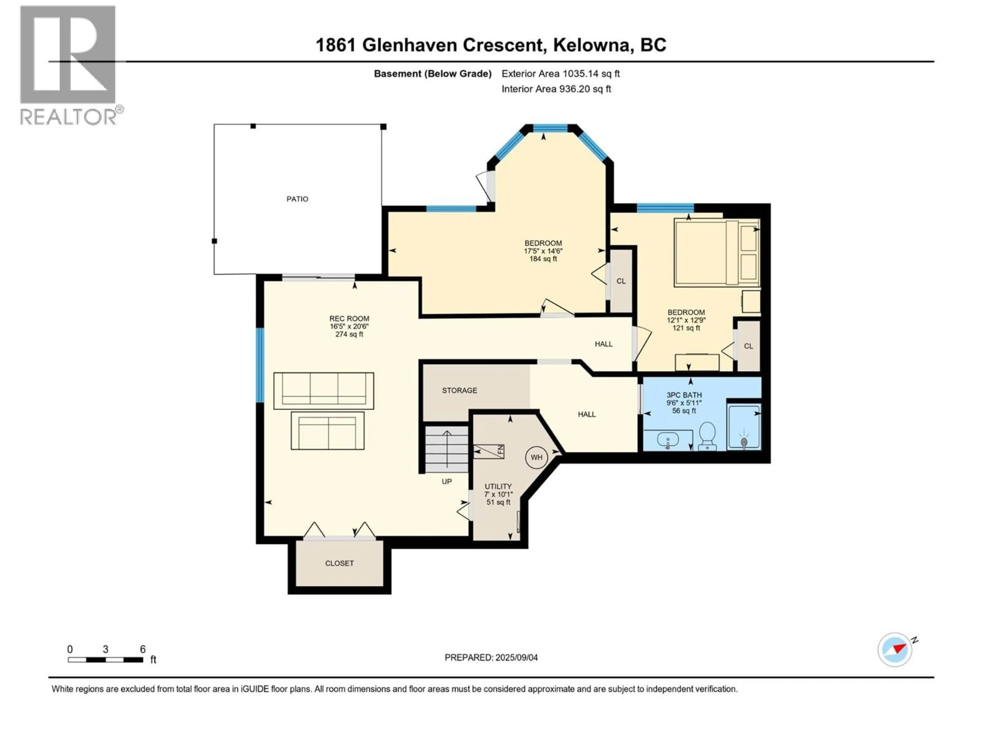 Floor plan for 1861 GLENHAVEN CRESCENT, Kelowna British Columbia V1V1T4