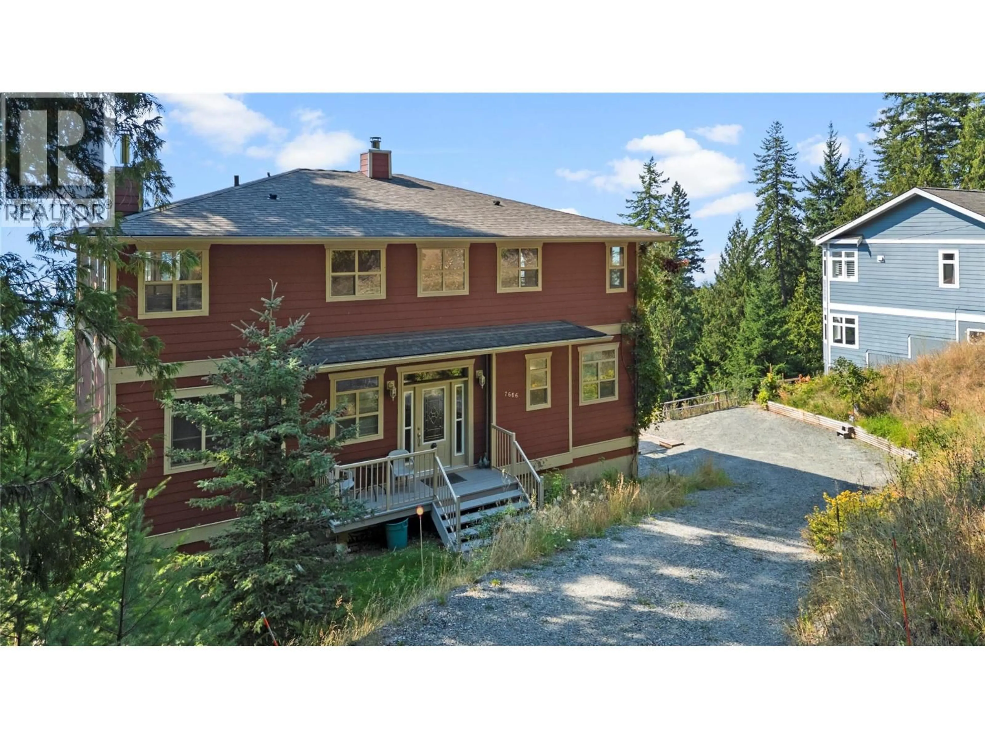A pic from outside/outdoor area/front of a property/back of a property/a pic from drone, street for 7666 LICHEN ROAD, Anglemont British Columbia V0E1M8