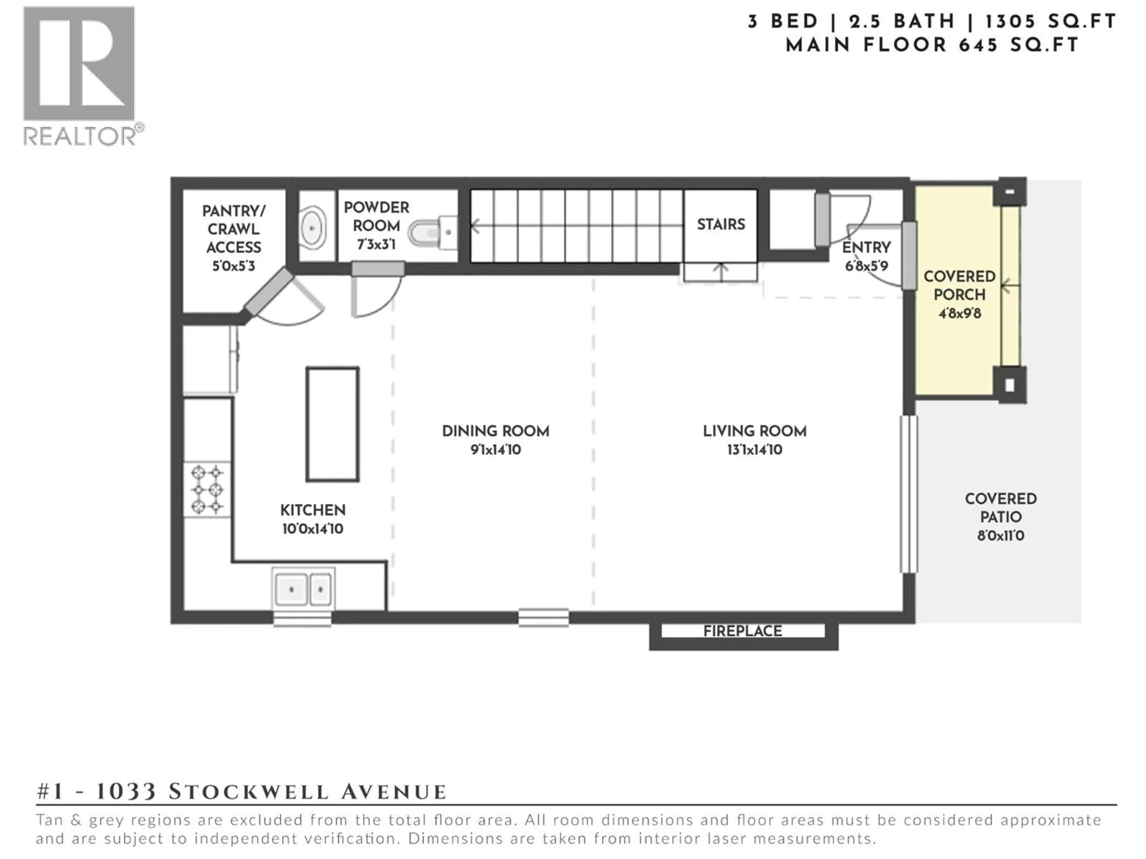 Floor plan for 1 - 1033 STOCKWELL AVENUE, Kelowna British Columbia V1Y6W4