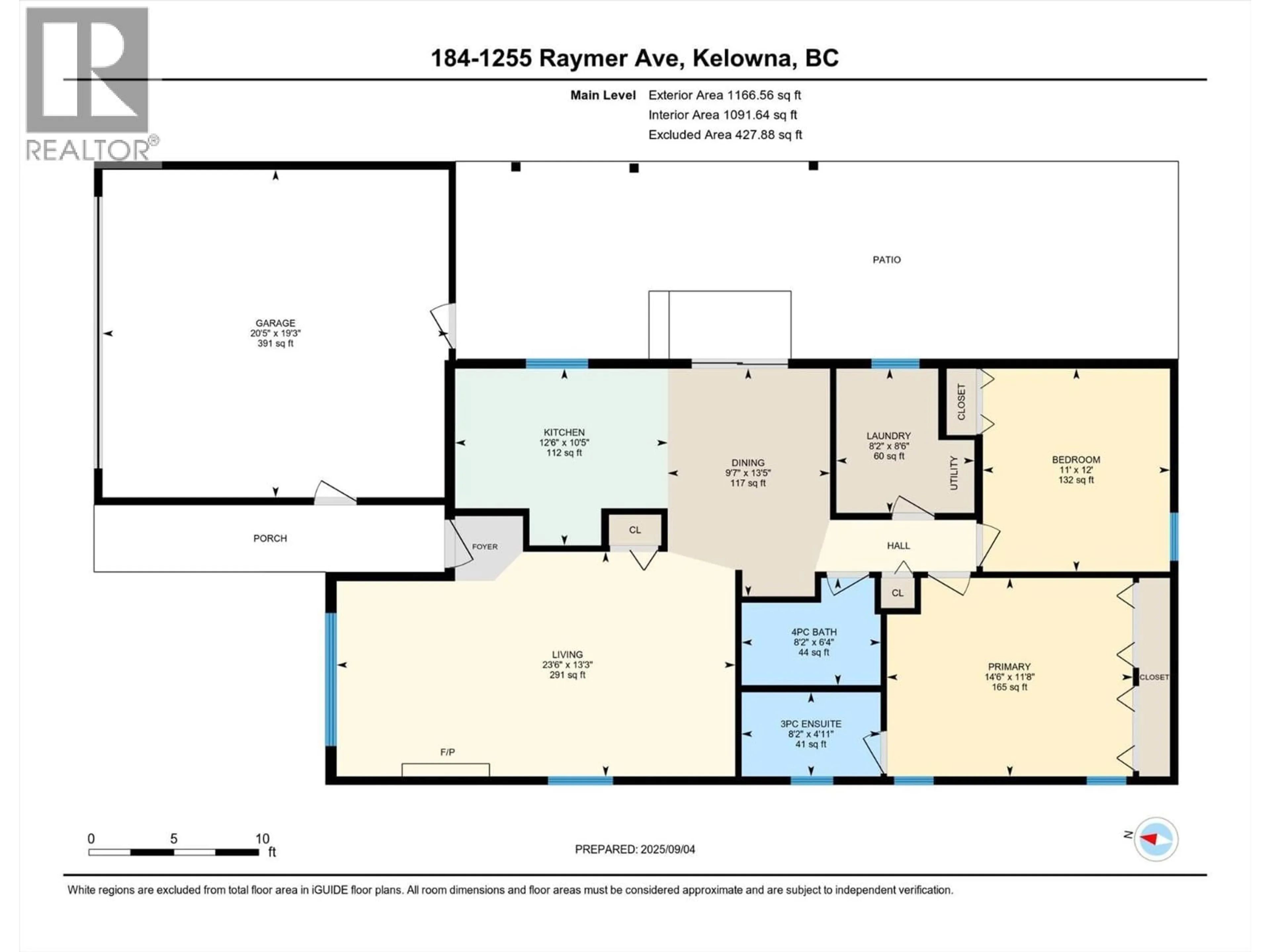 Floor plan for 184 - 1255 RAYMER AVENUE, Kelowna British Columbia V1W3S3