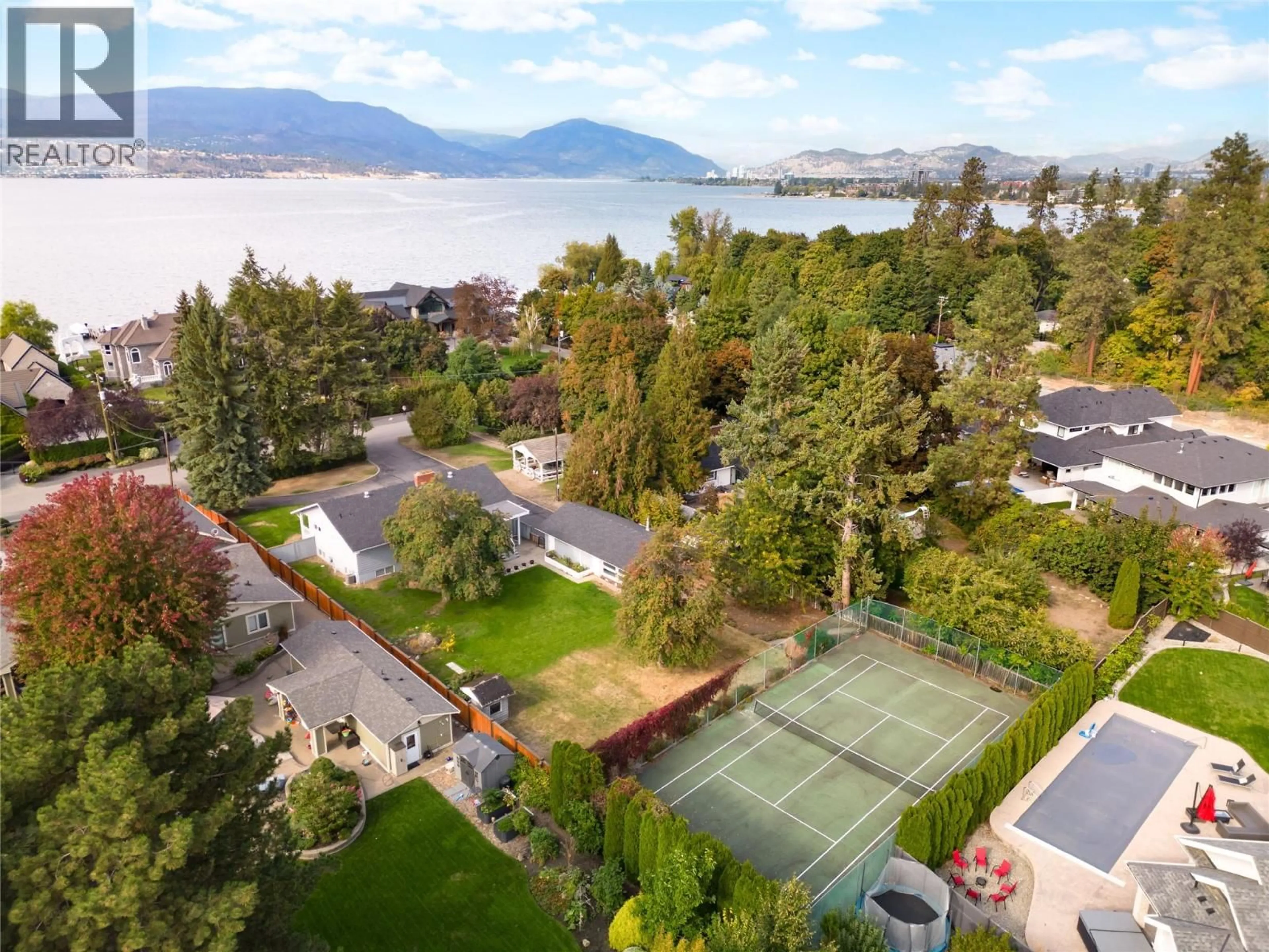 A pic from outside/outdoor area/front of a property/back of a property/a pic from drone, water/lake/river/ocean view for 4373 HOBSON ROAD, Kelowna British Columbia V1W1Y4