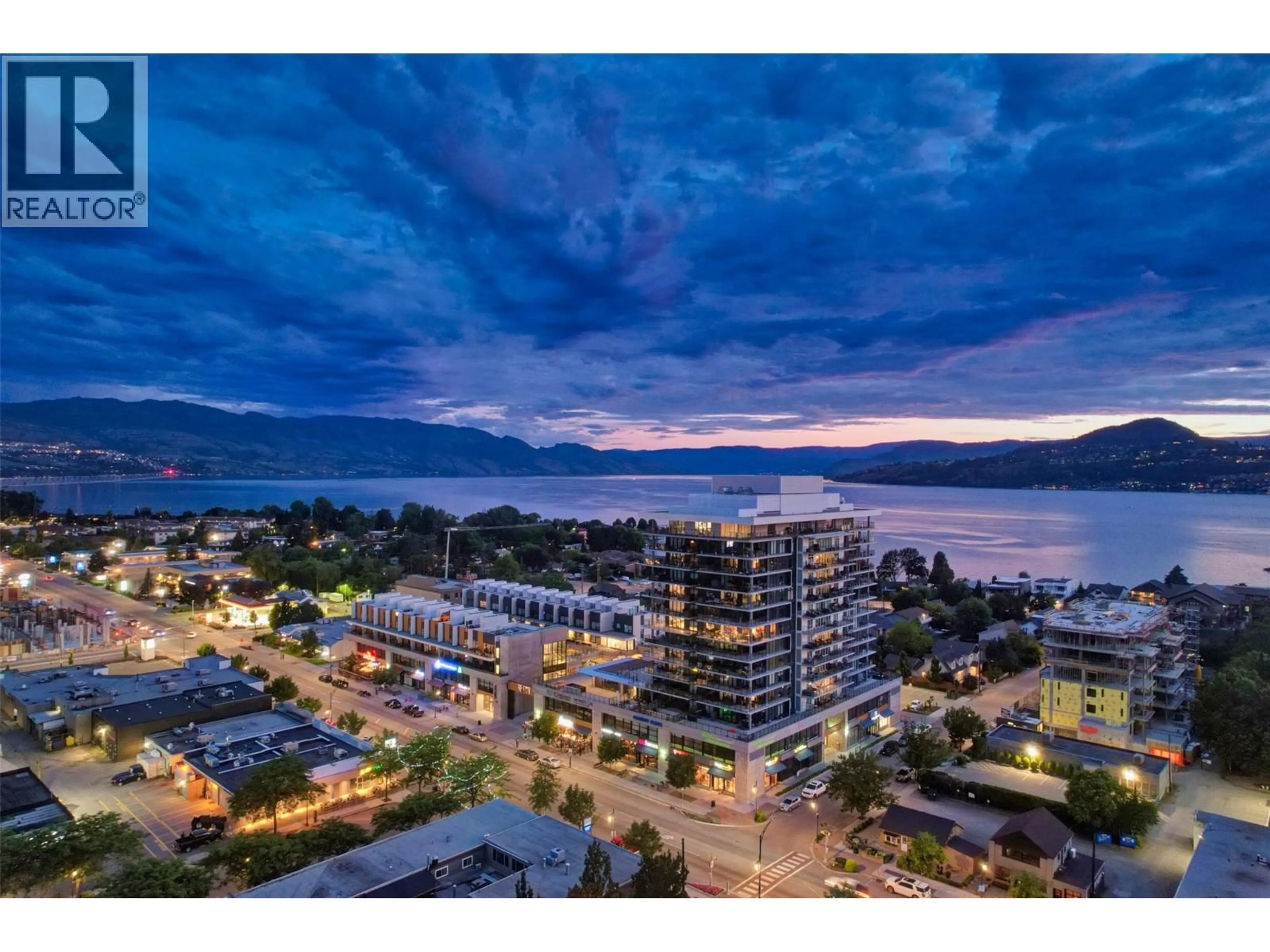 A pic from outside/outdoor area/front of a property/back of a property/a pic from drone, water/lake/river/ocean view for 1101 - 485 GROVES AVENUE, Kelowna British Columbia V1Y0C1