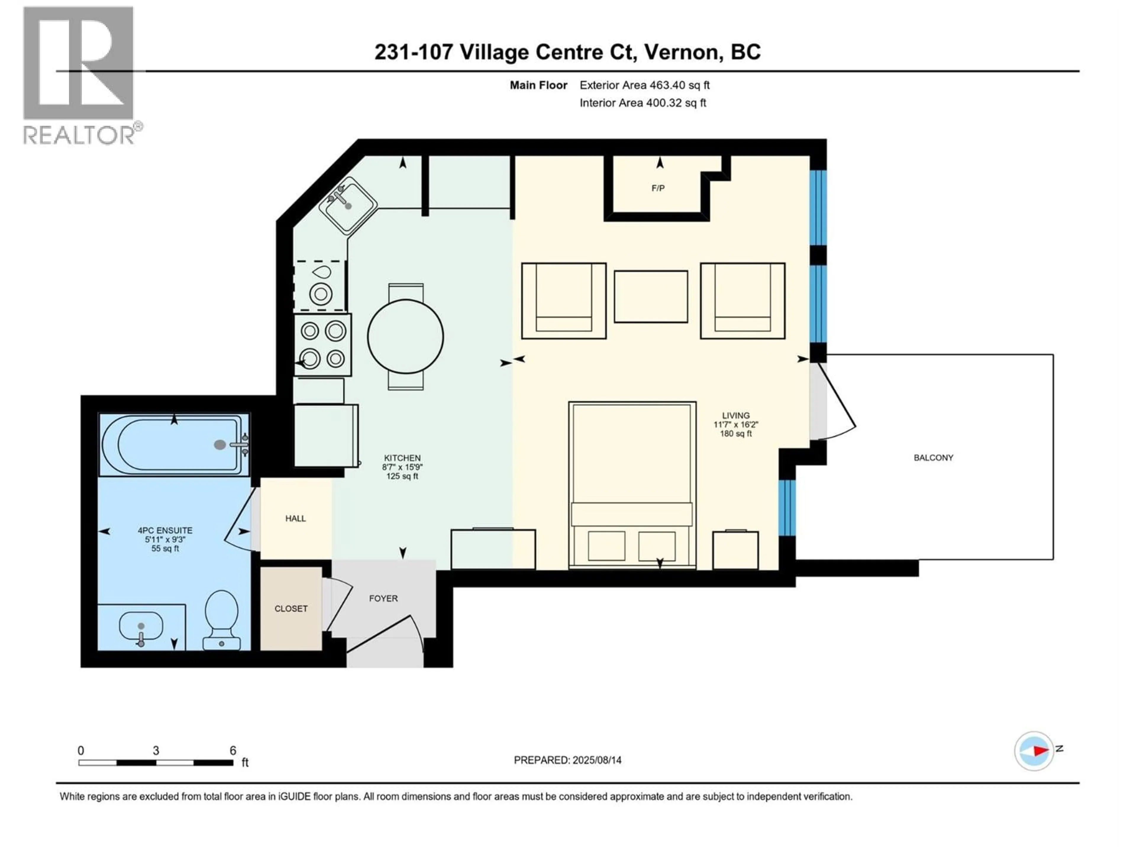 Floor plan for 231 - 101 VILLAGE CENTRE COURT, Vernon British Columbia V1H1Y8