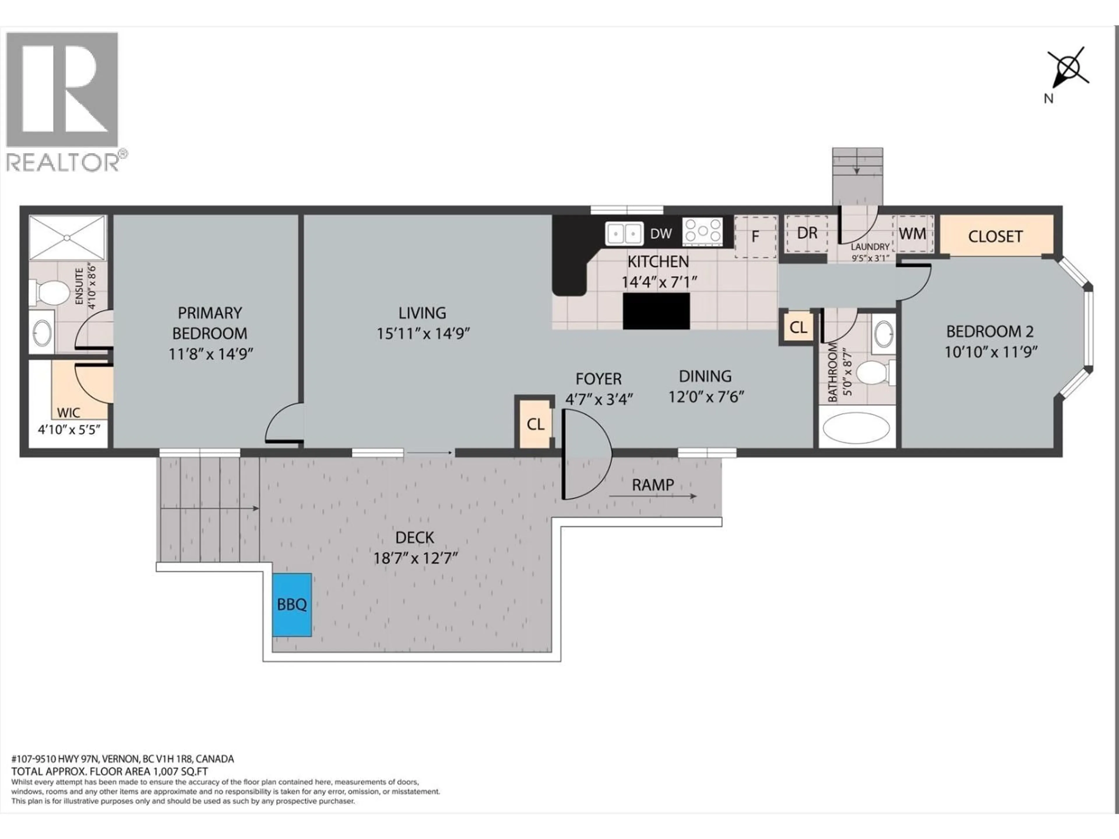 Floor plan for 107 - 9510 HIGHWAY 97 N HIGHWAY, Vernon British Columbia V1H1R8