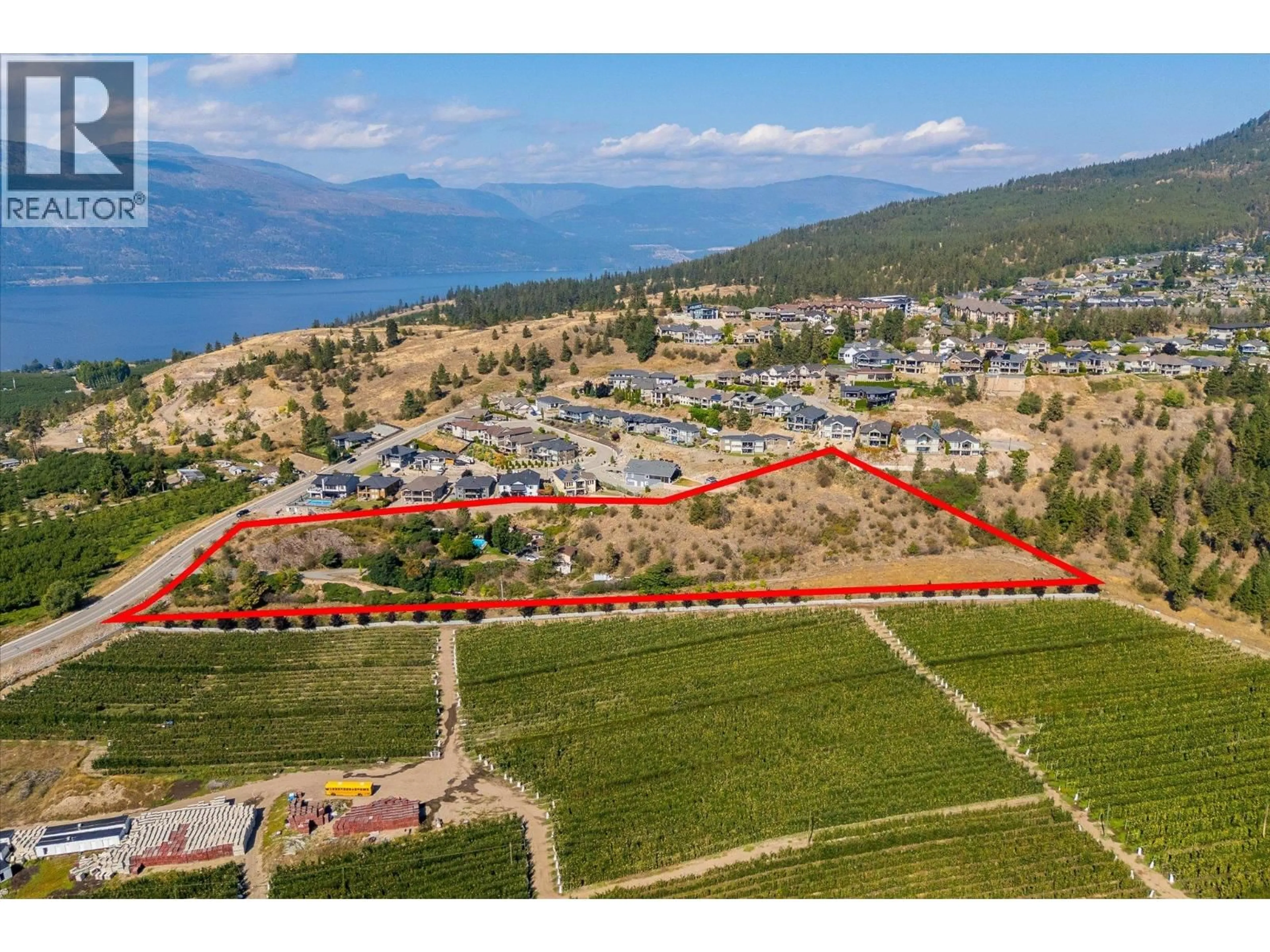A pic from outside/outdoor area/front of a property/back of a property/a pic from drone, mountain view for 12349 LAKE HILL DRIVE, Lake Country British Columbia V4V1G2