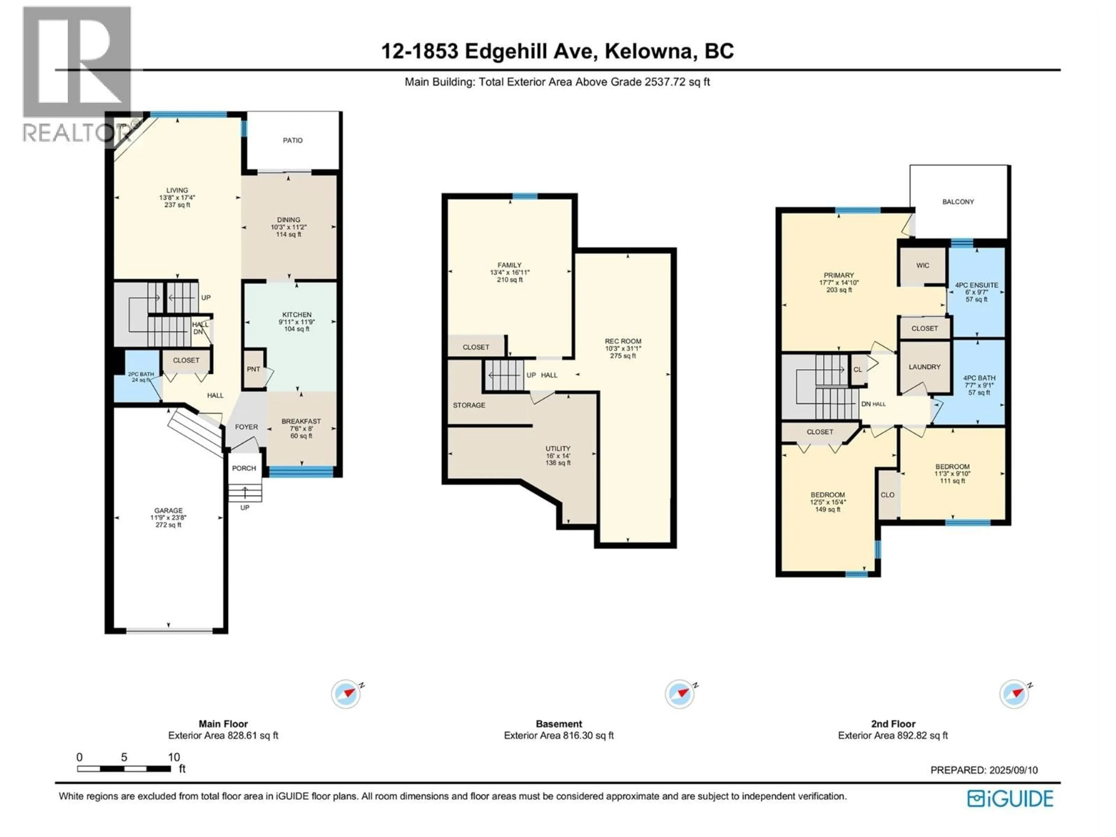Floor plan for 12 - 1853 EDGEHILL AVENUE, Kelowna British Columbia V1V1X8