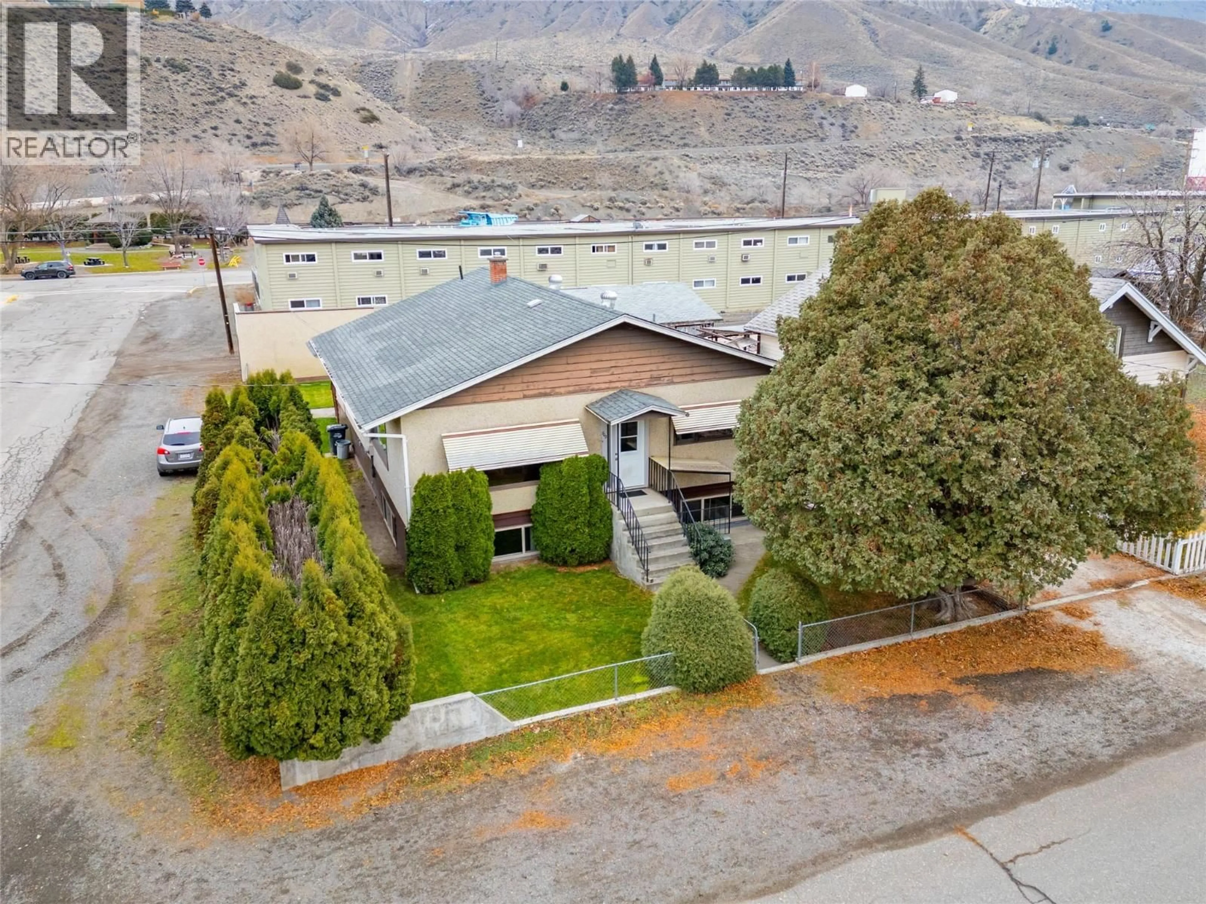 A pic from outside/outdoor area/front of a property/back of a property/a pic from drone, mountain view for 702 BRINK STREET, Ashcroft British Columbia V0K1A0
