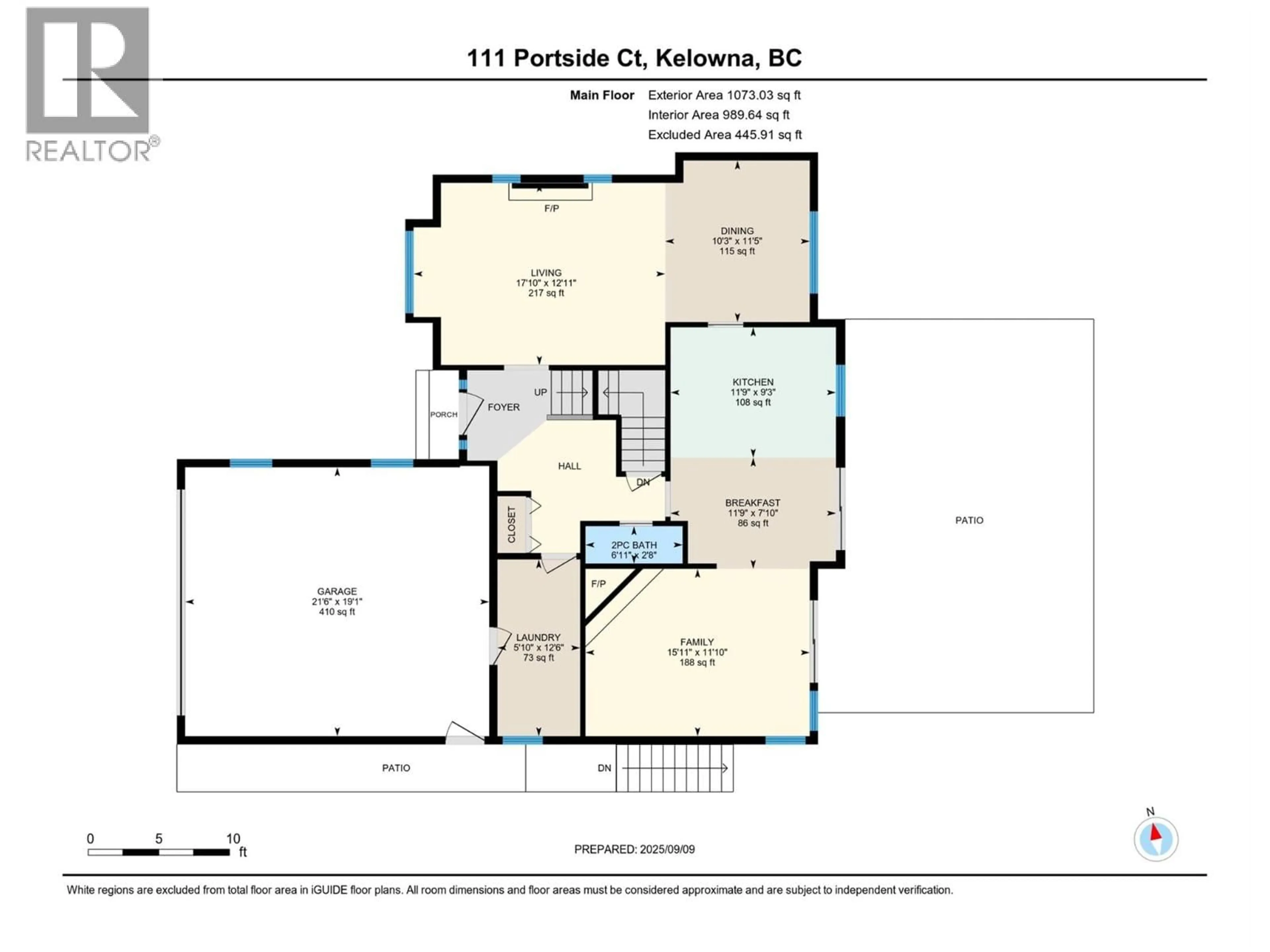 Floor plan for 111 PORTSIDE COURT, Kelowna British Columbia V1V1T2