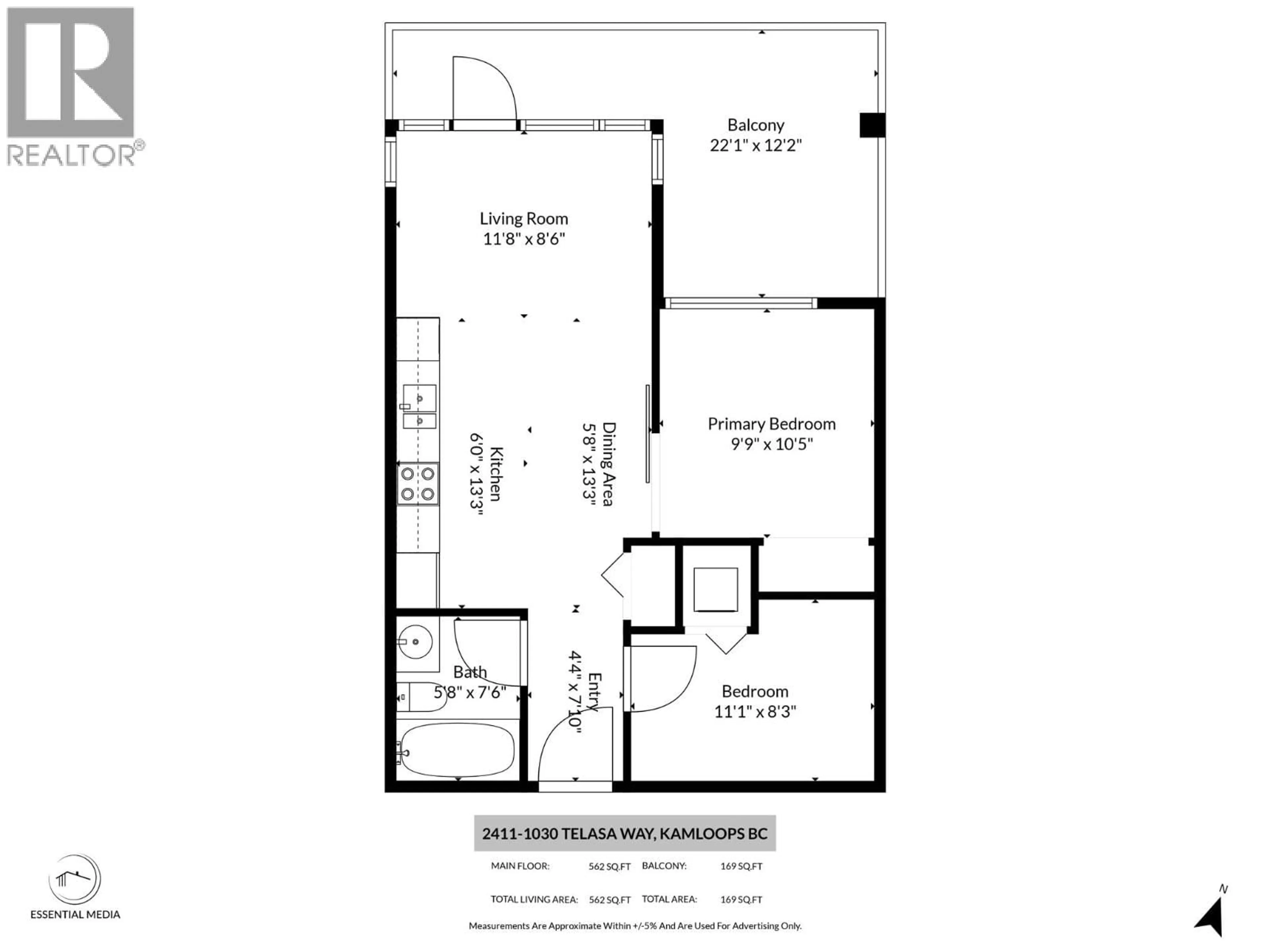 Floor plan for 2411 - 1030 TALASA WAY, Kamloops British Columbia V2H0C3