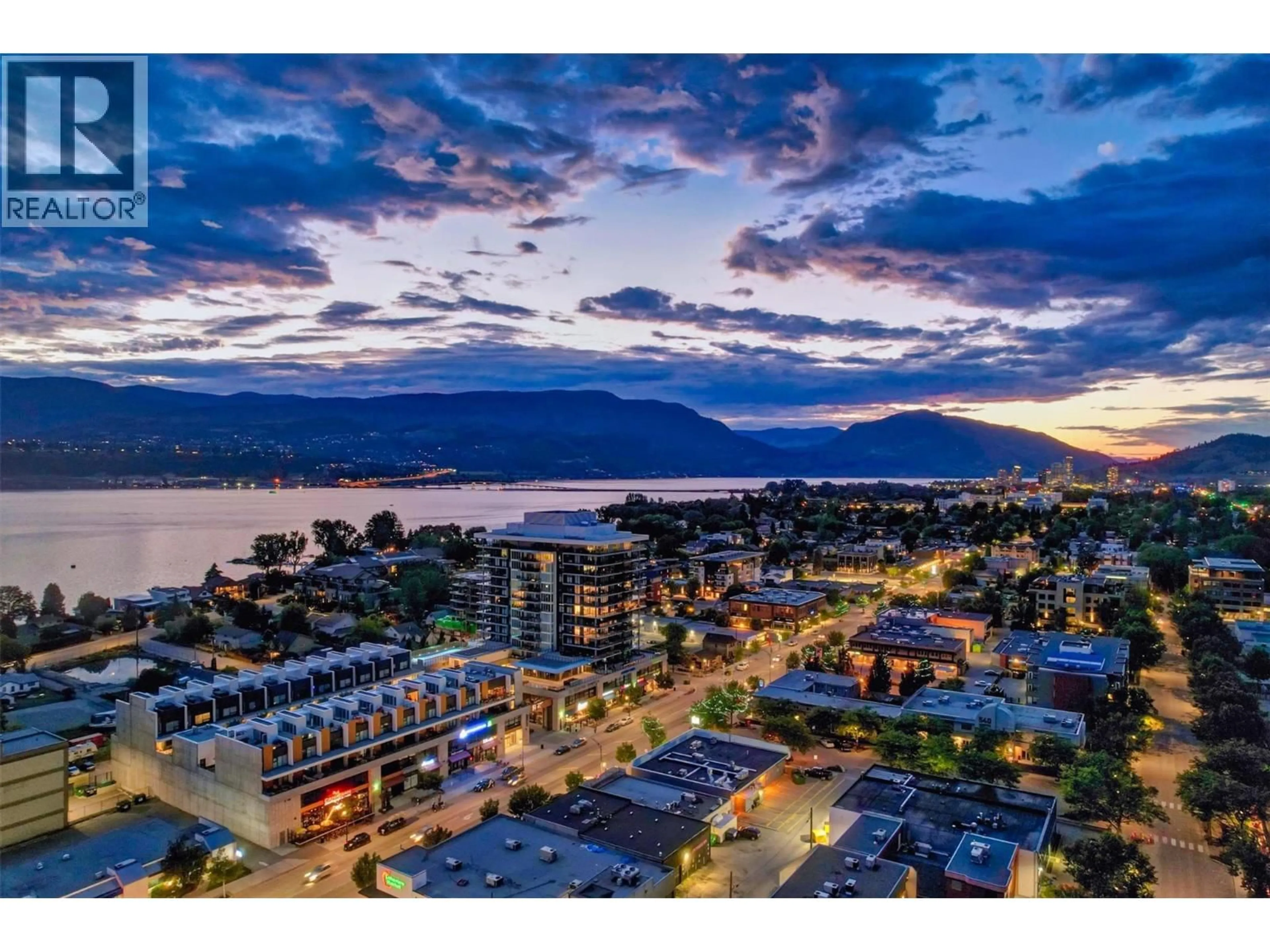 A pic from outside/outdoor area/front of a property/back of a property/a pic from drone, water/lake/river/ocean view for 502 - 485 GROVES AVENUE, Kelowna British Columbia V1Y4Y6