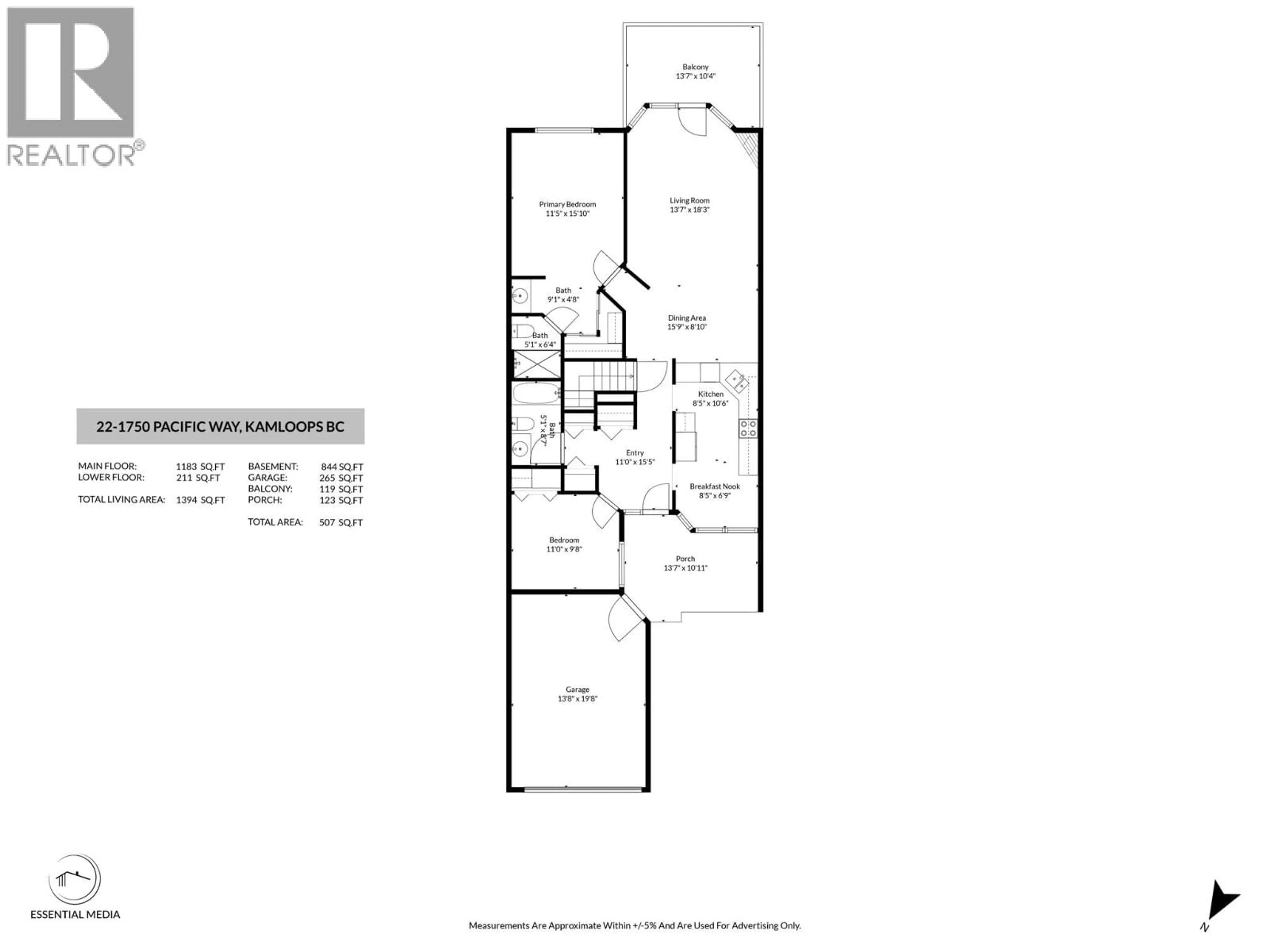 Floor plan for 22 - 1750 PACIFIC WAY, Kamloops British Columbia V2E2K8