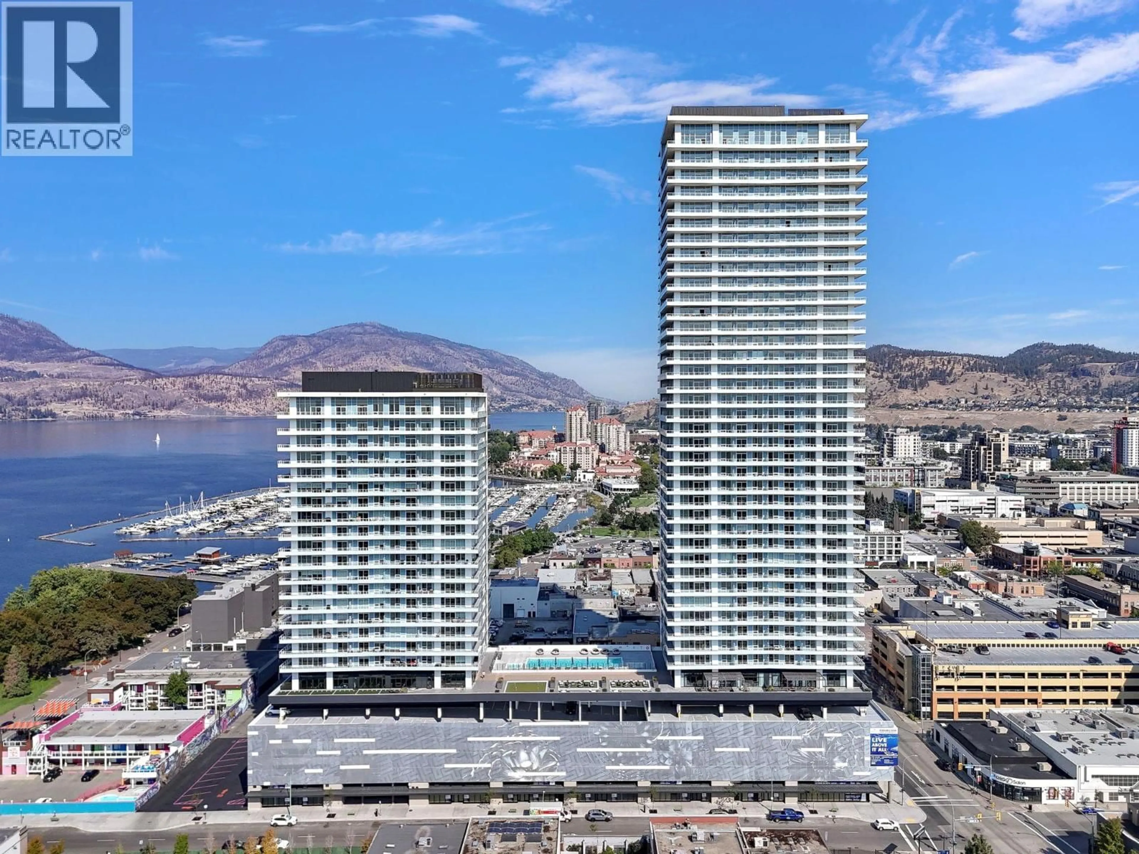 A pic from outside/outdoor area/front of a property/back of a property/a pic from drone, city buildings view from balcony for 1308 - 1626 WATER STREET, Kelowna British Columbia V1Y1J9